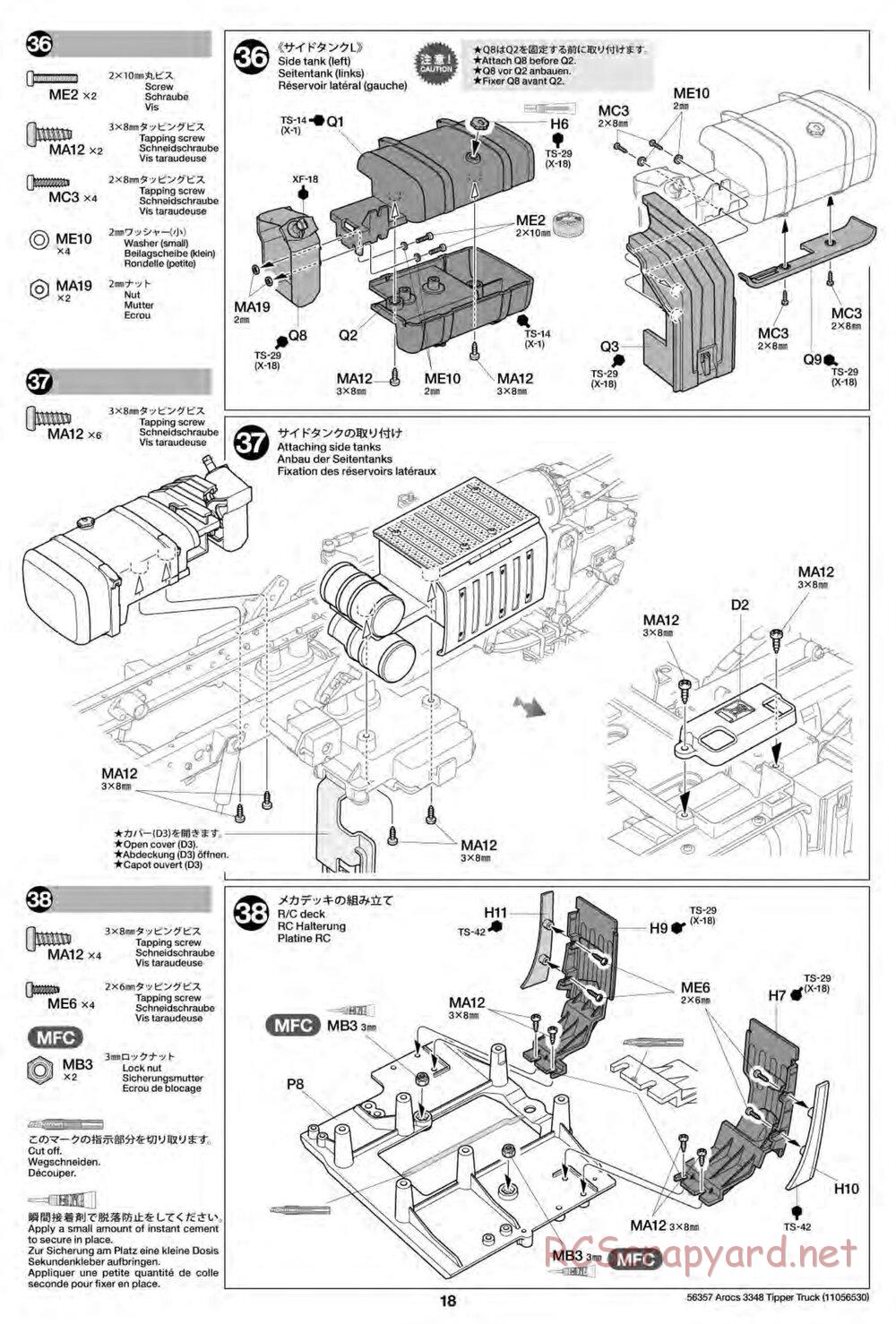 Tamiya - Mercedes-Benz Arocs 3348 6x4 Tipper Truck Chassis - Manual - Page 18