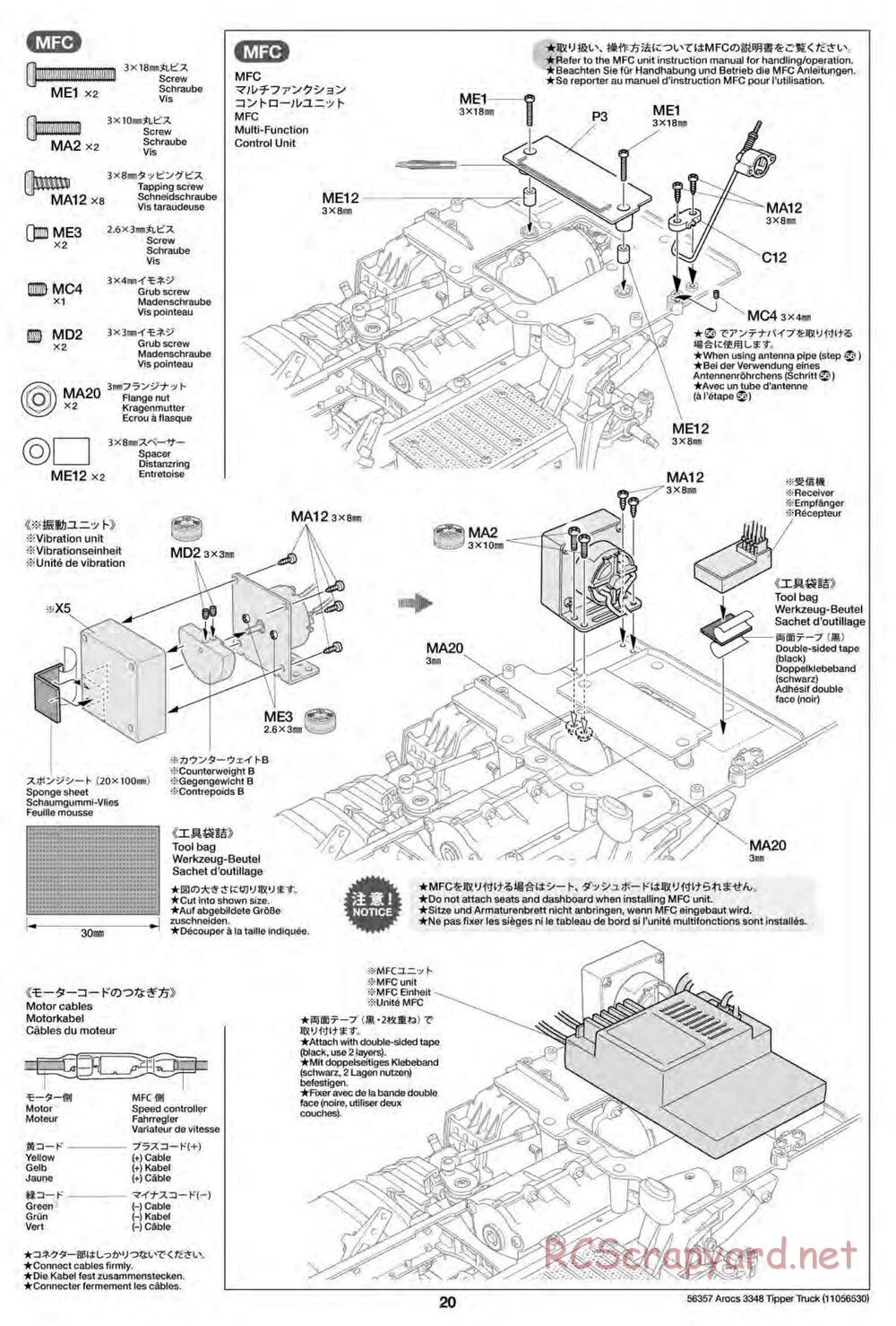 Tamiya - Mercedes-Benz Arocs 3348 6x4 Tipper Truck Chassis - Manual - Page 20