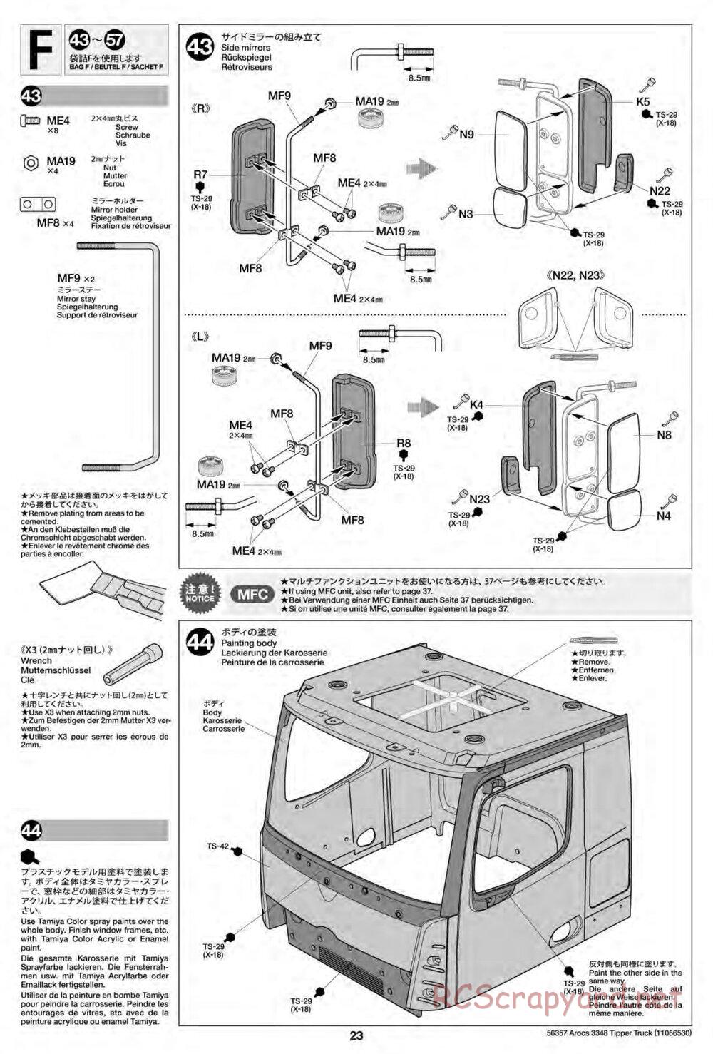 Tamiya - Mercedes-Benz Arocs 3348 6x4 Tipper Truck Chassis - Manual - Page 23