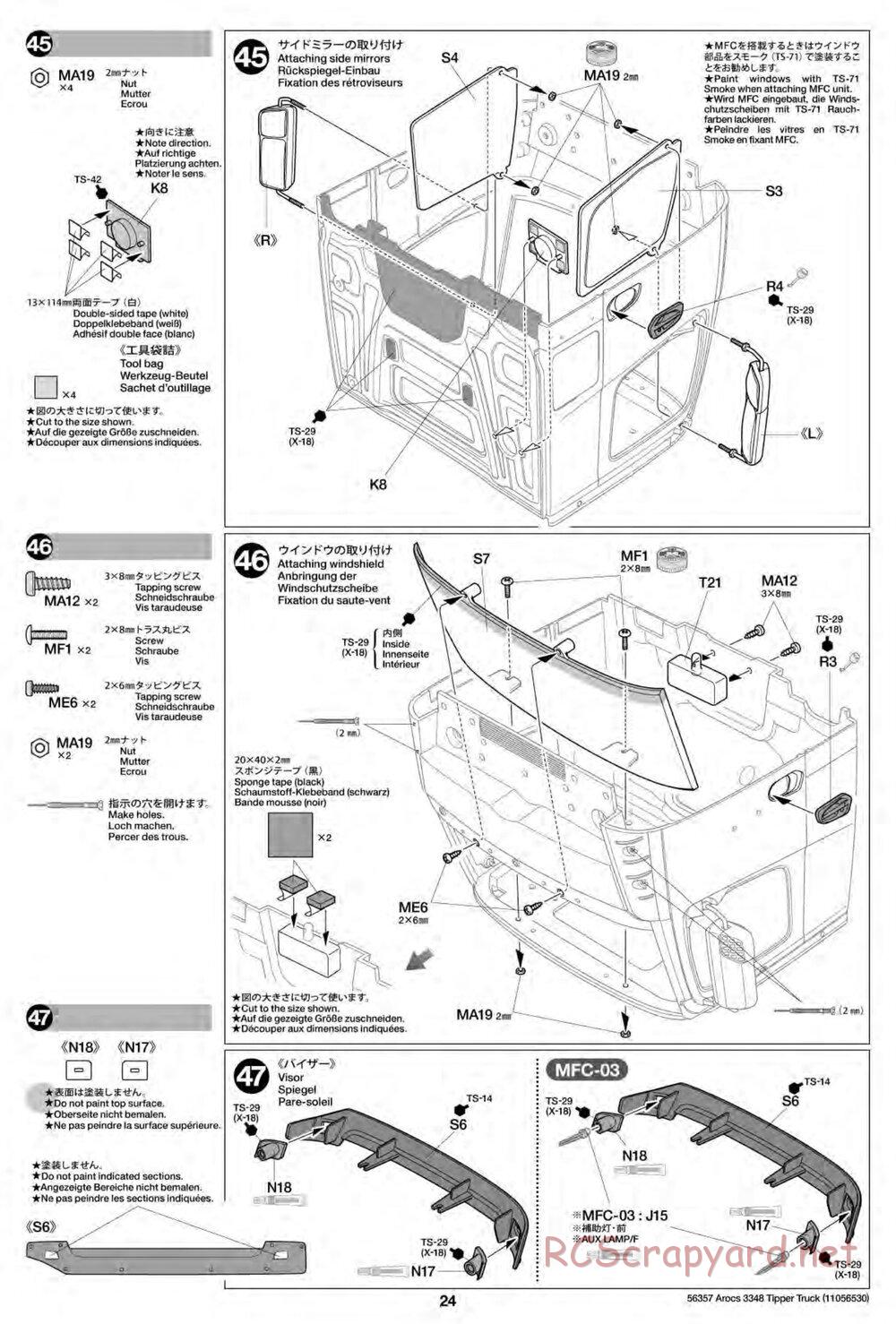 Tamiya - Mercedes-Benz Arocs 3348 6x4 Tipper Truck Chassis - Manual - Page 24