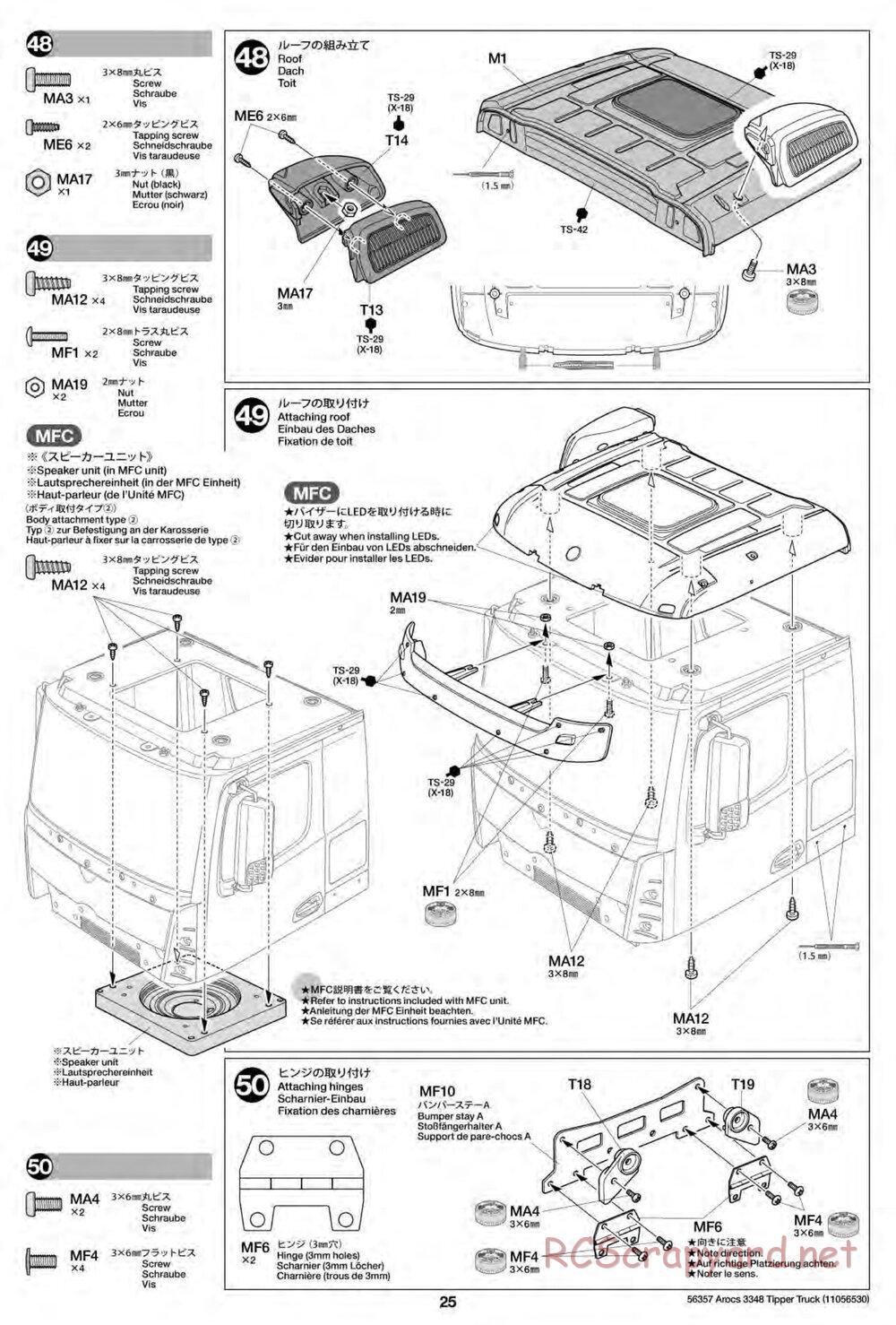 Tamiya - Mercedes-Benz Arocs 3348 6x4 Tipper Truck Chassis - Manual - Page 25