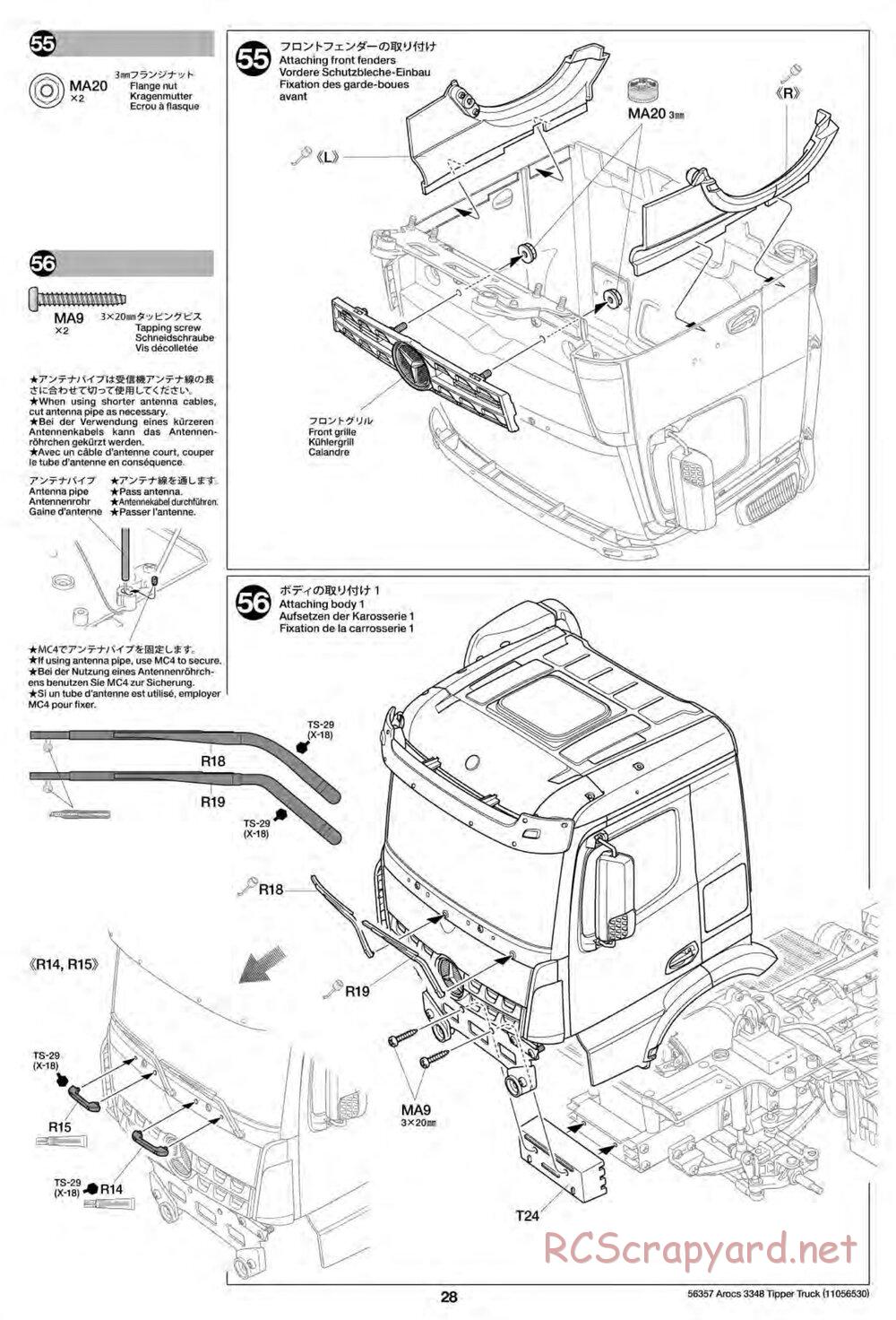 Tamiya - Mercedes-Benz Arocs 3348 6x4 Tipper Truck Chassis - Manual - Page 28