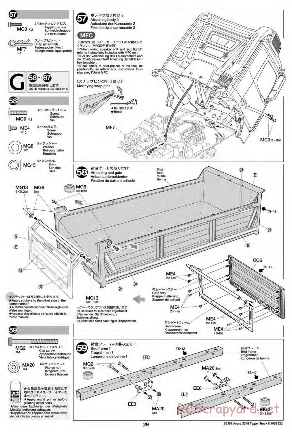Tamiya - Mercedes-Benz Arocs 3348 6x4 Tipper Truck Chassis - Manual - Page 29