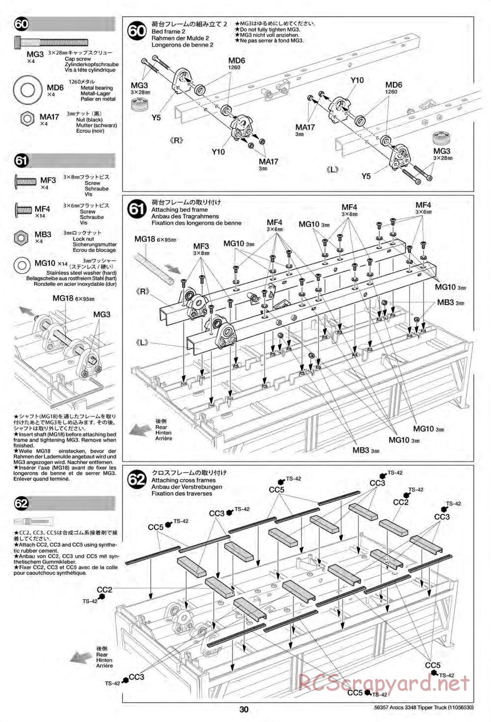 Tamiya - Mercedes-Benz Arocs 3348 6x4 Tipper Truck Chassis - Manual - Page 30