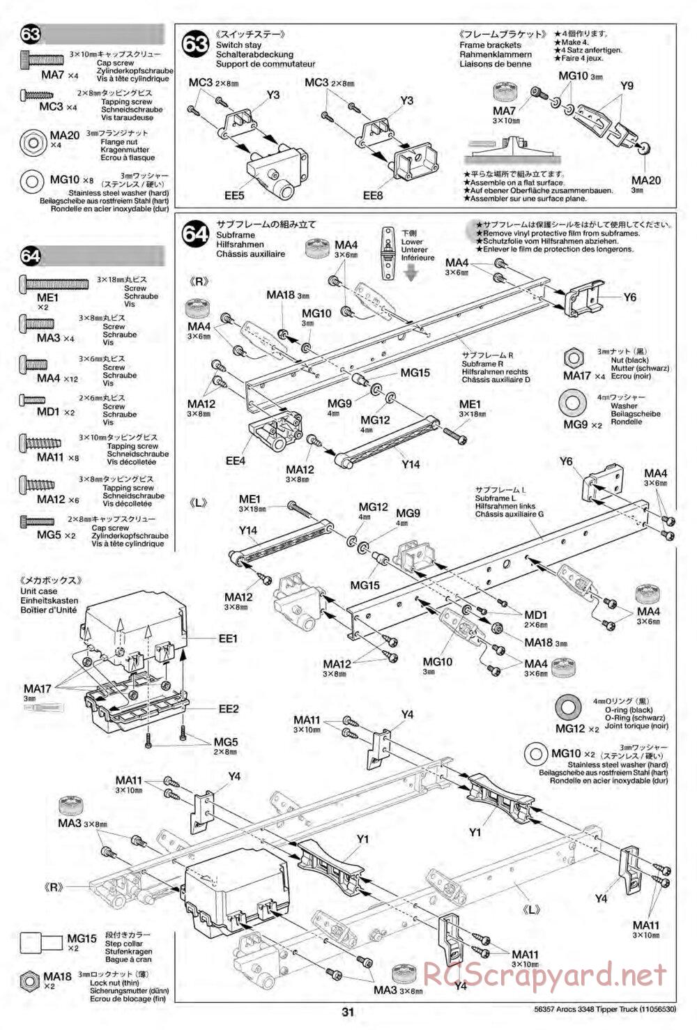 Tamiya - Mercedes-Benz Arocs 3348 6x4 Tipper Truck Chassis - Manual - Page 31