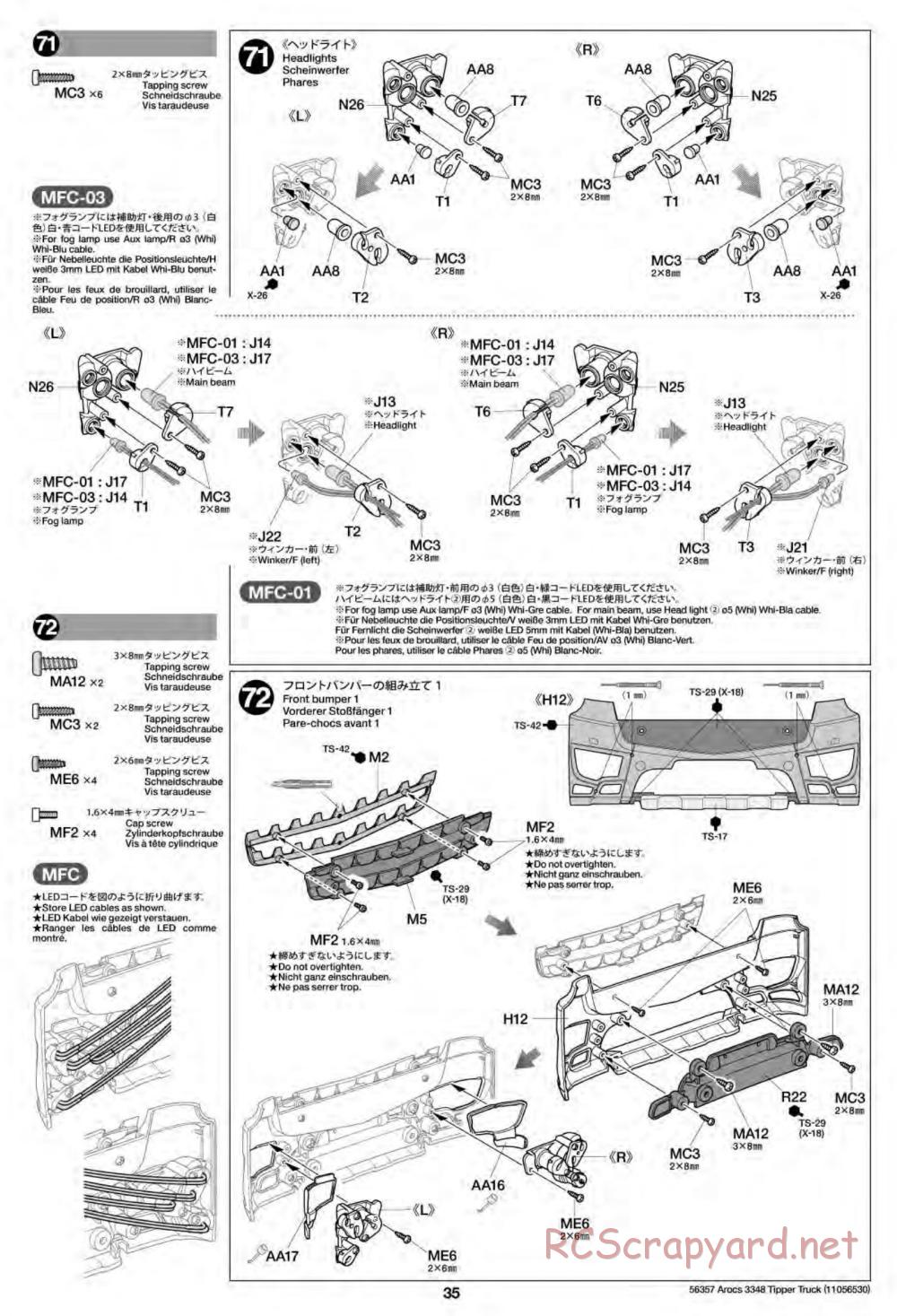 Tamiya - Mercedes-Benz Arocs 3348 6x4 Tipper Truck Chassis - Manual - Page 35