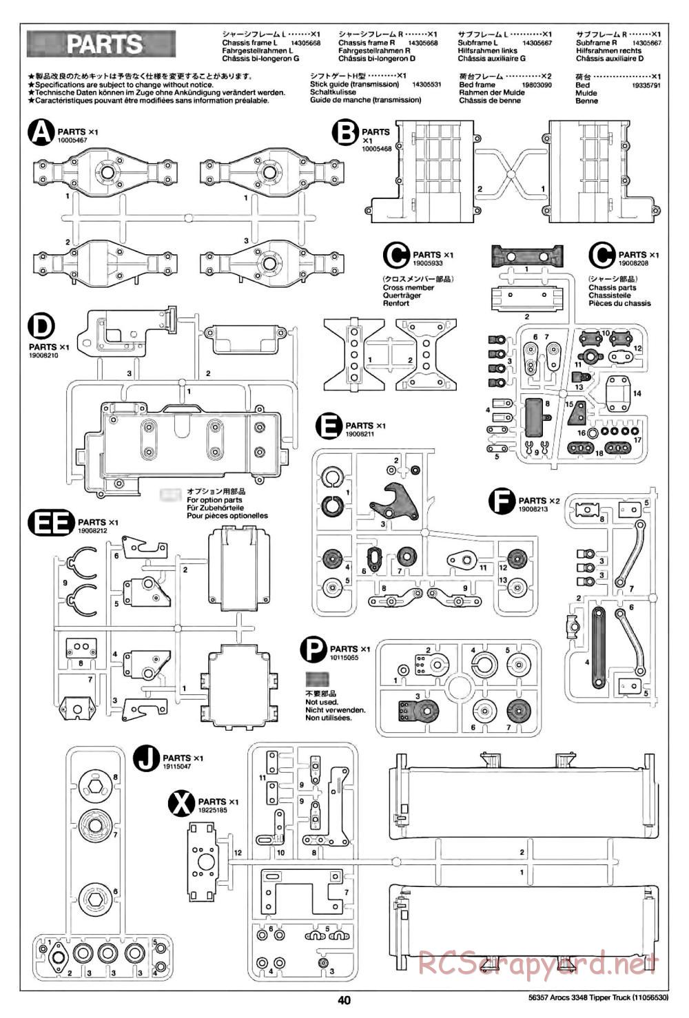 Tamiya - Mercedes-Benz Arocs 3348 6x4 Tipper Truck Chassis - Manual - Page 40