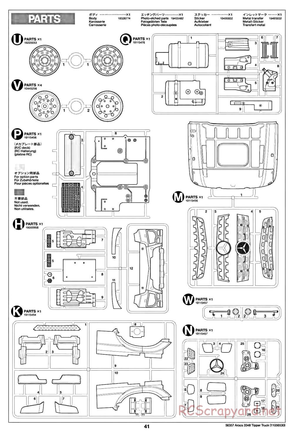 Tamiya - Mercedes-Benz Arocs 3348 6x4 Tipper Truck Chassis - Manual - Page 41