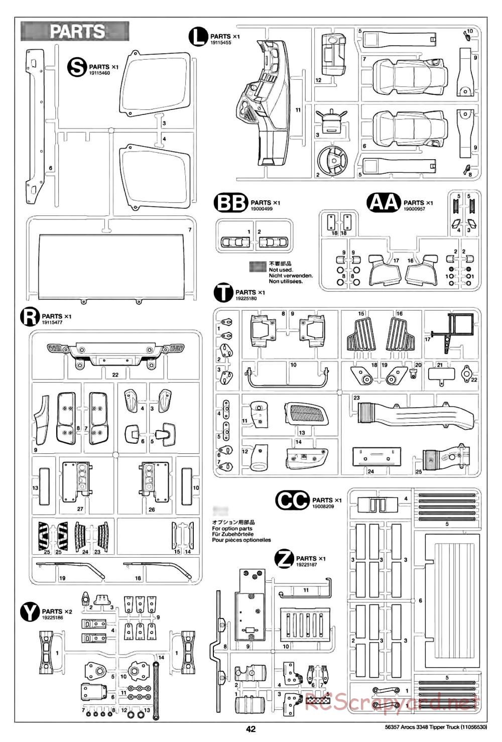 Tamiya - Mercedes-Benz Arocs 3348 6x4 Tipper Truck Chassis - Manual - Page 42