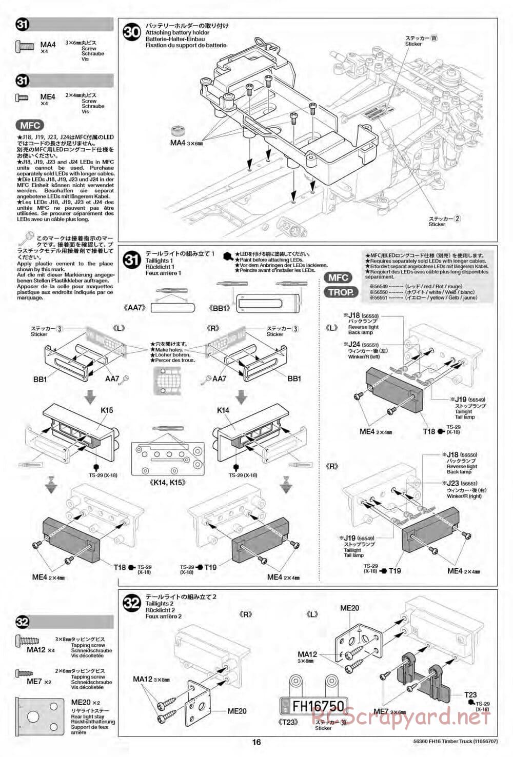 Tamiya - Volvo FH16 Globetrotter 750 6x4 Timber Truck - Manual - Page 16