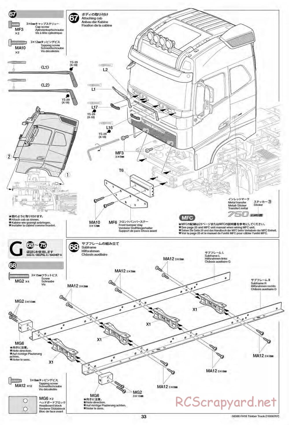 Tamiya - Volvo FH16 Globetrotter 750 6x4 Timber Truck - Manual - Page 33