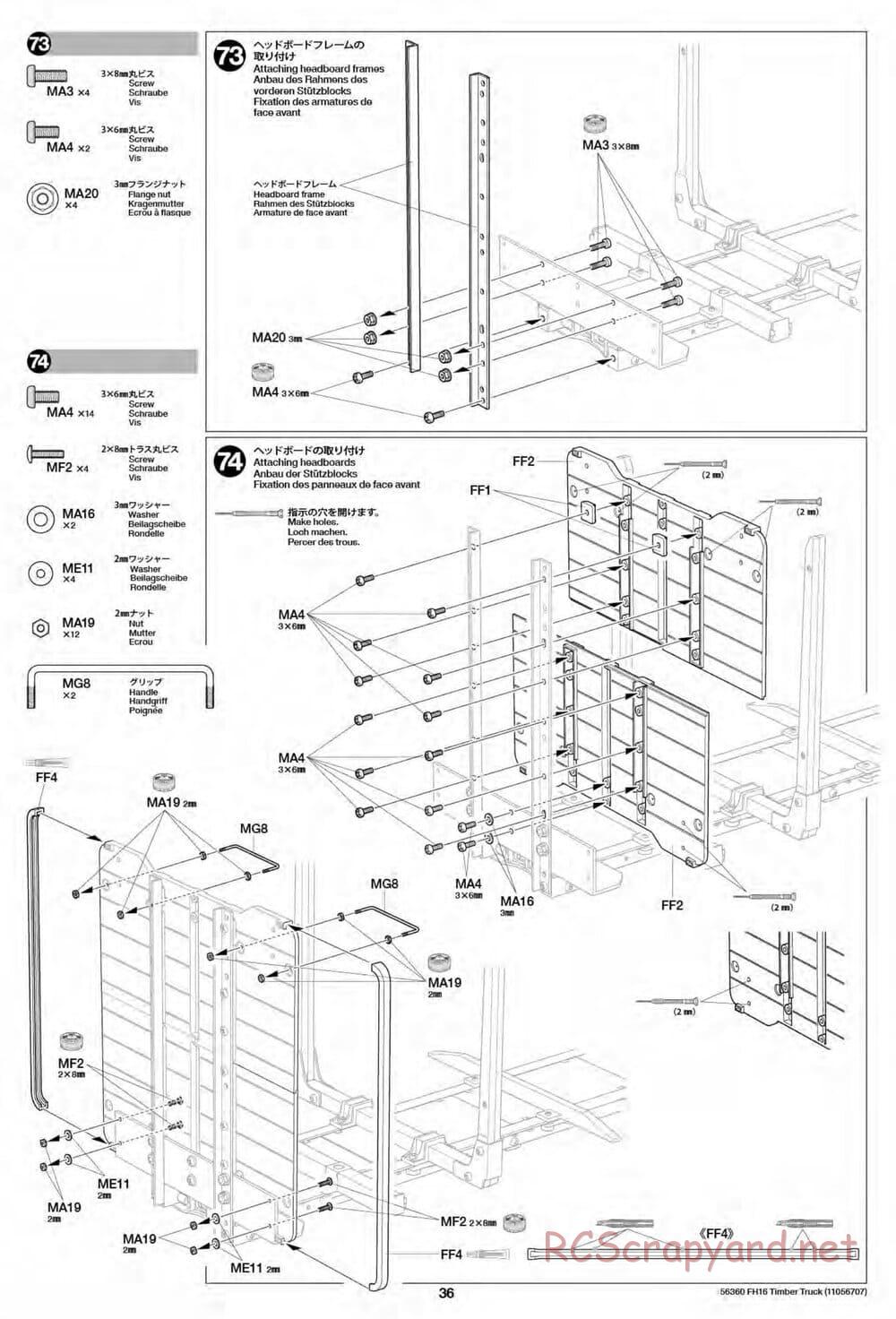 Tamiya - Volvo FH16 Globetrotter 750 6x4 Timber Truck - Manual - Page 36