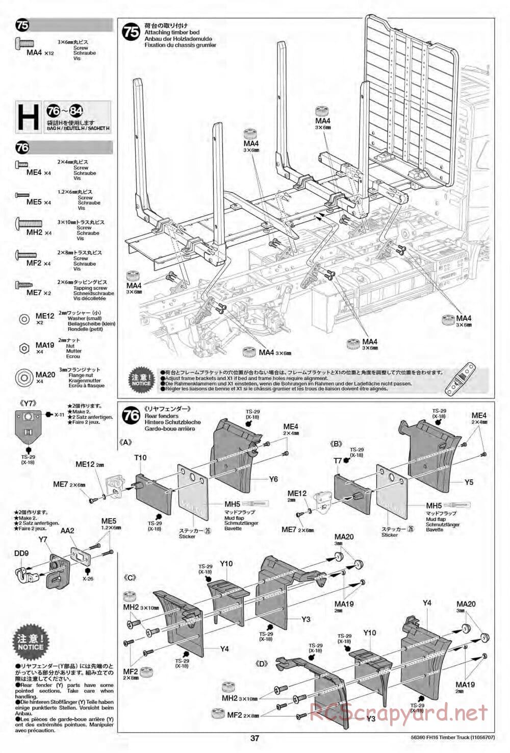 Tamiya - Volvo FH16 Globetrotter 750 6x4 Timber Truck - Manual - Page 37