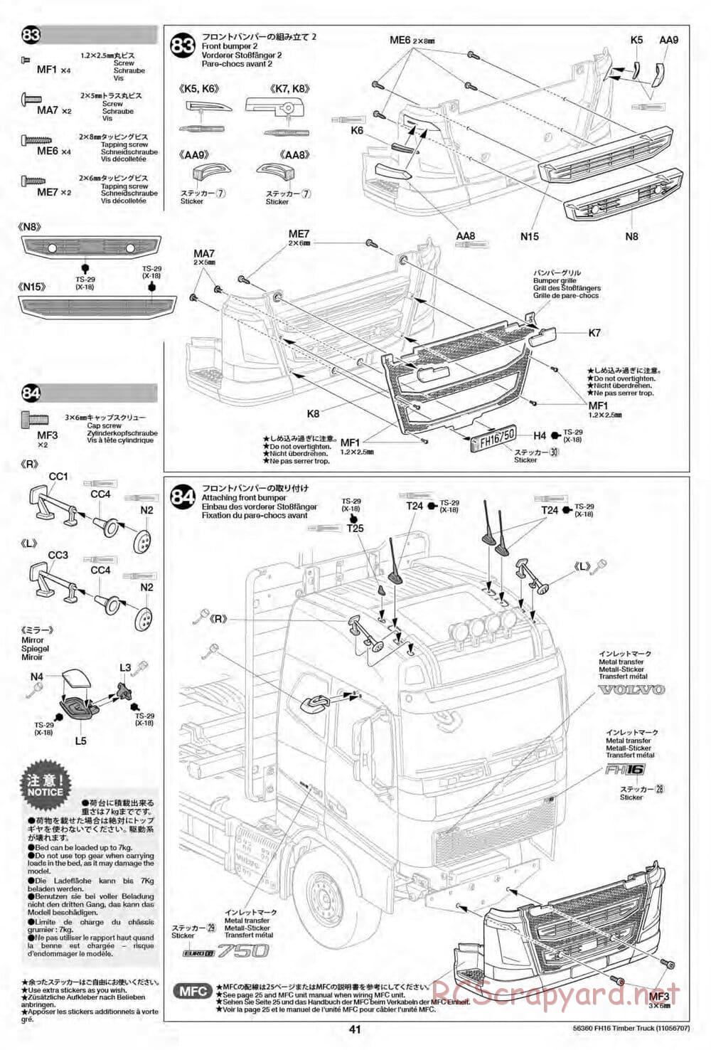 Tamiya - Volvo FH16 Globetrotter 750 6x4 Timber Truck - Manual - Page 41