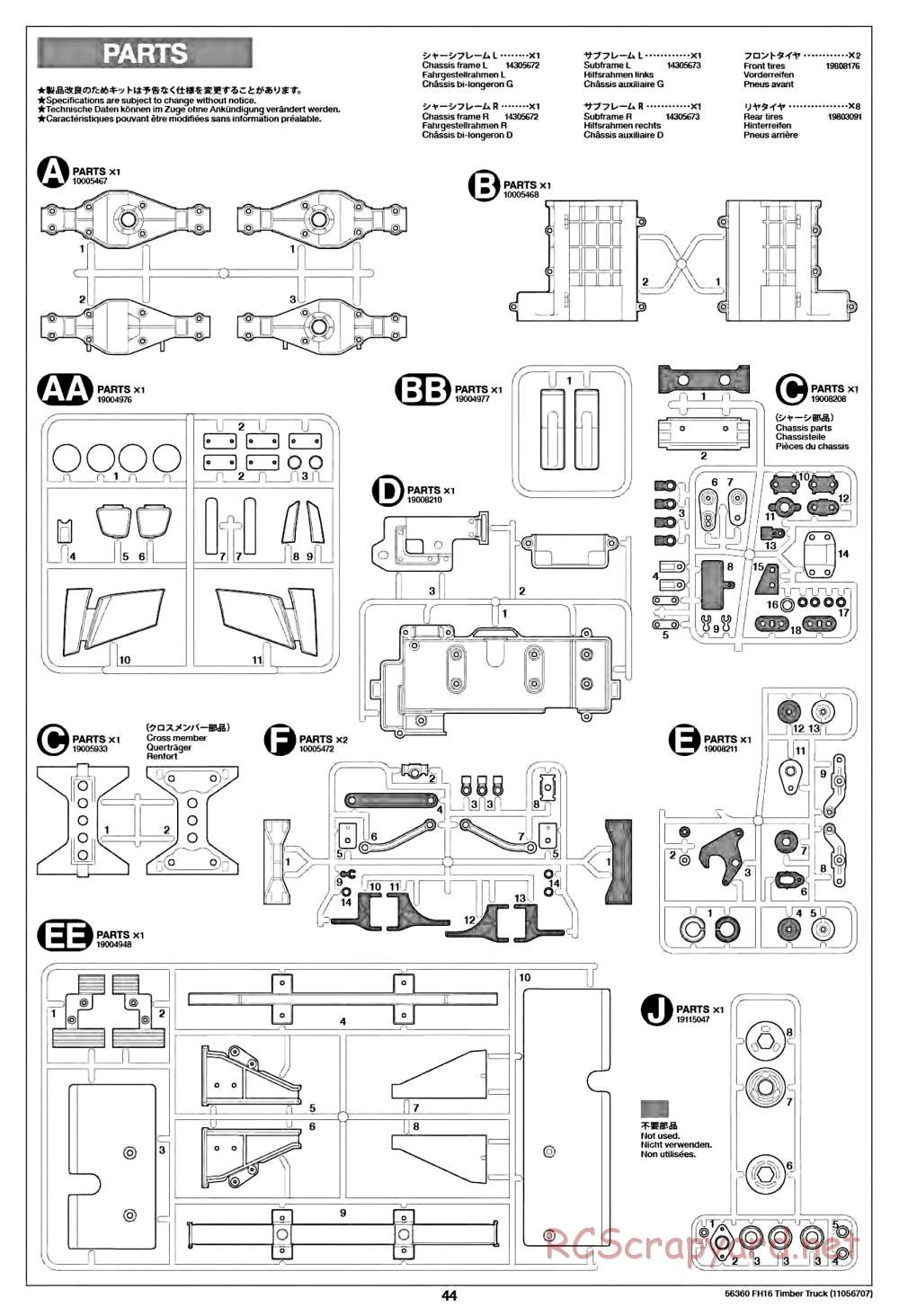 Tamiya - Volvo FH16 Globetrotter 750 6x4 Timber Truck - Manual - Page 44