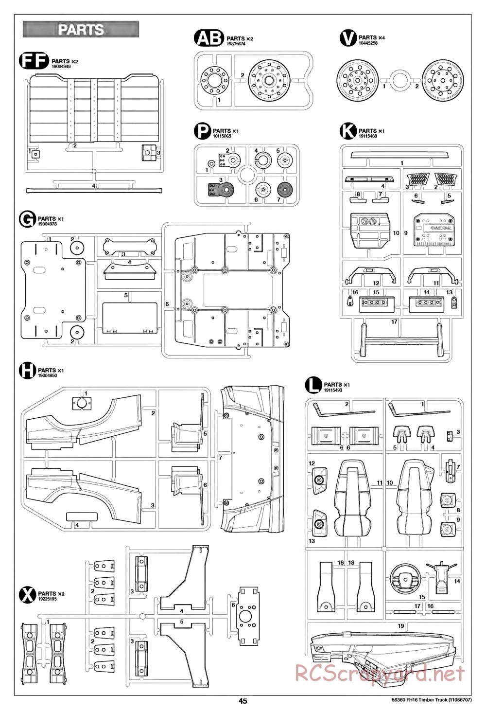 Tamiya - Volvo FH16 Globetrotter 750 6x4 Timber Truck - Manual - Page 45