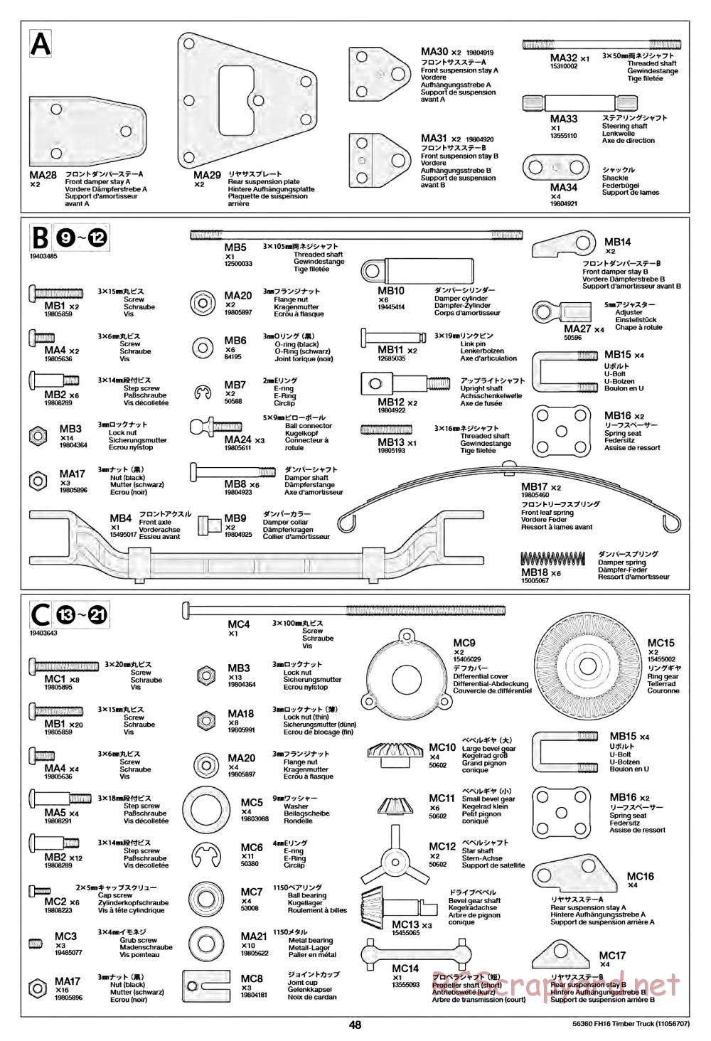 Tamiya - Volvo FH16 Globetrotter 750 6x4 Timber Truck - Manual - Page 48