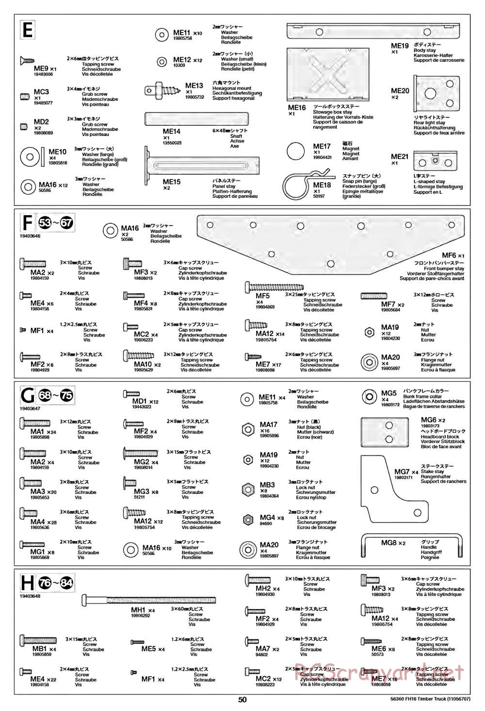 Tamiya - Volvo FH16 Globetrotter 750 6x4 Timber Truck - Manual - Page 50