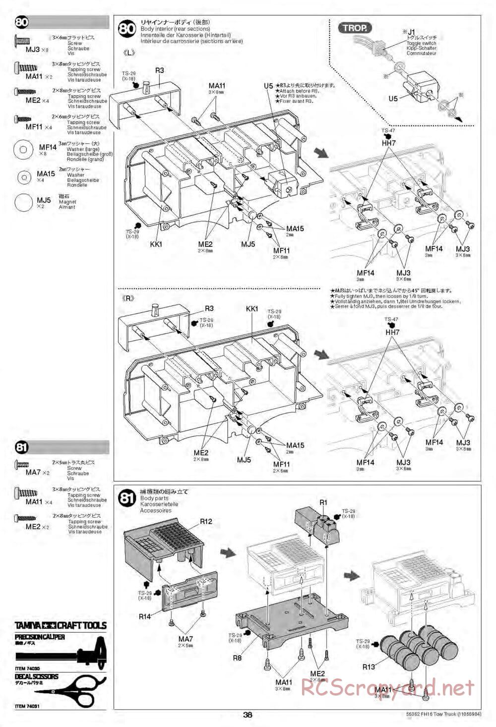 Tamiya - Volvo FH16 Globetrotter 750 8x4 Tow Truck - Manual - Page 38