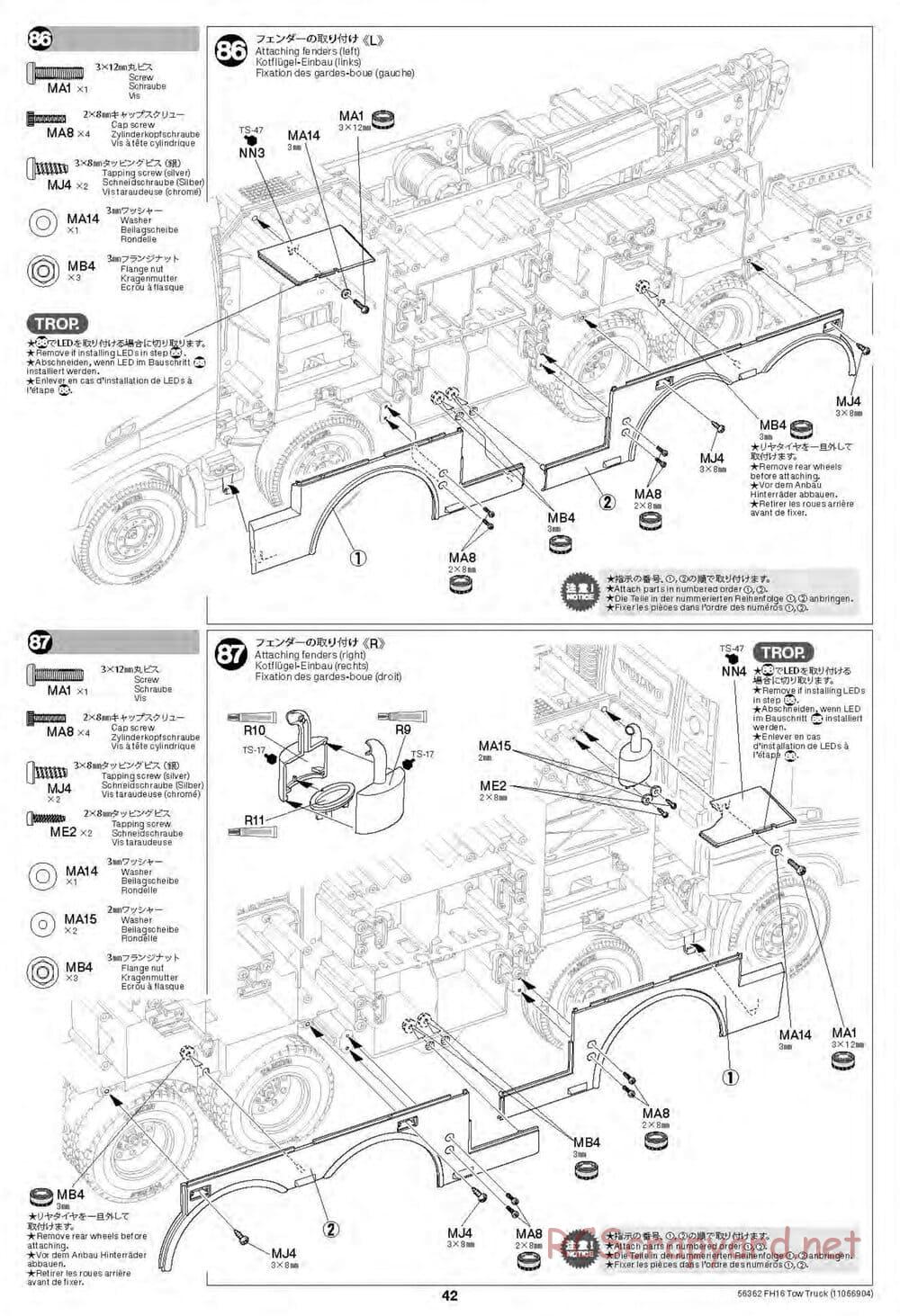 Tamiya - Volvo FH16 Globetrotter 750 8x4 Tow Truck - Manual - Page 42
