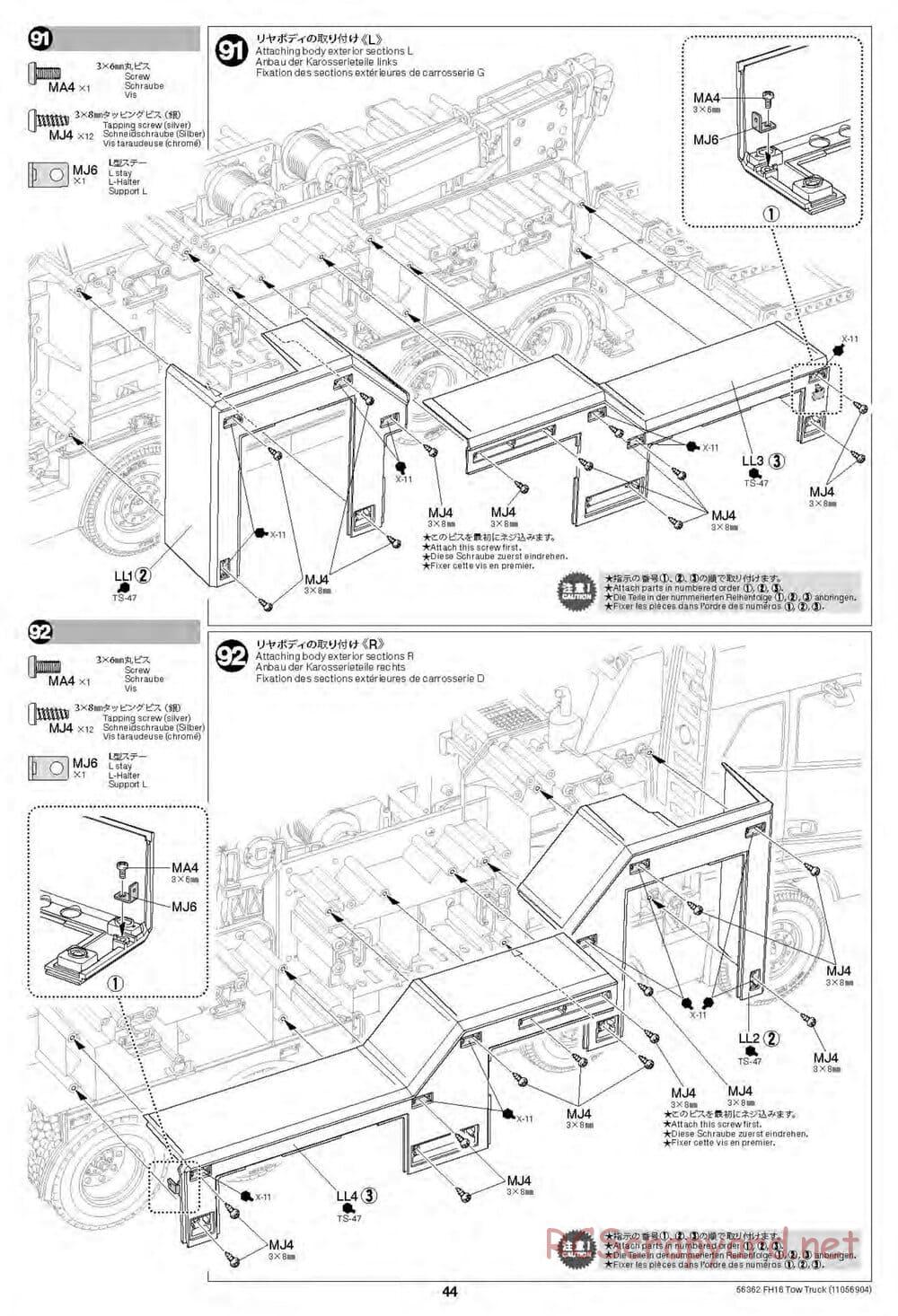 Tamiya - Volvo FH16 Globetrotter 750 8x4 Tow Truck - Manual - Page 44