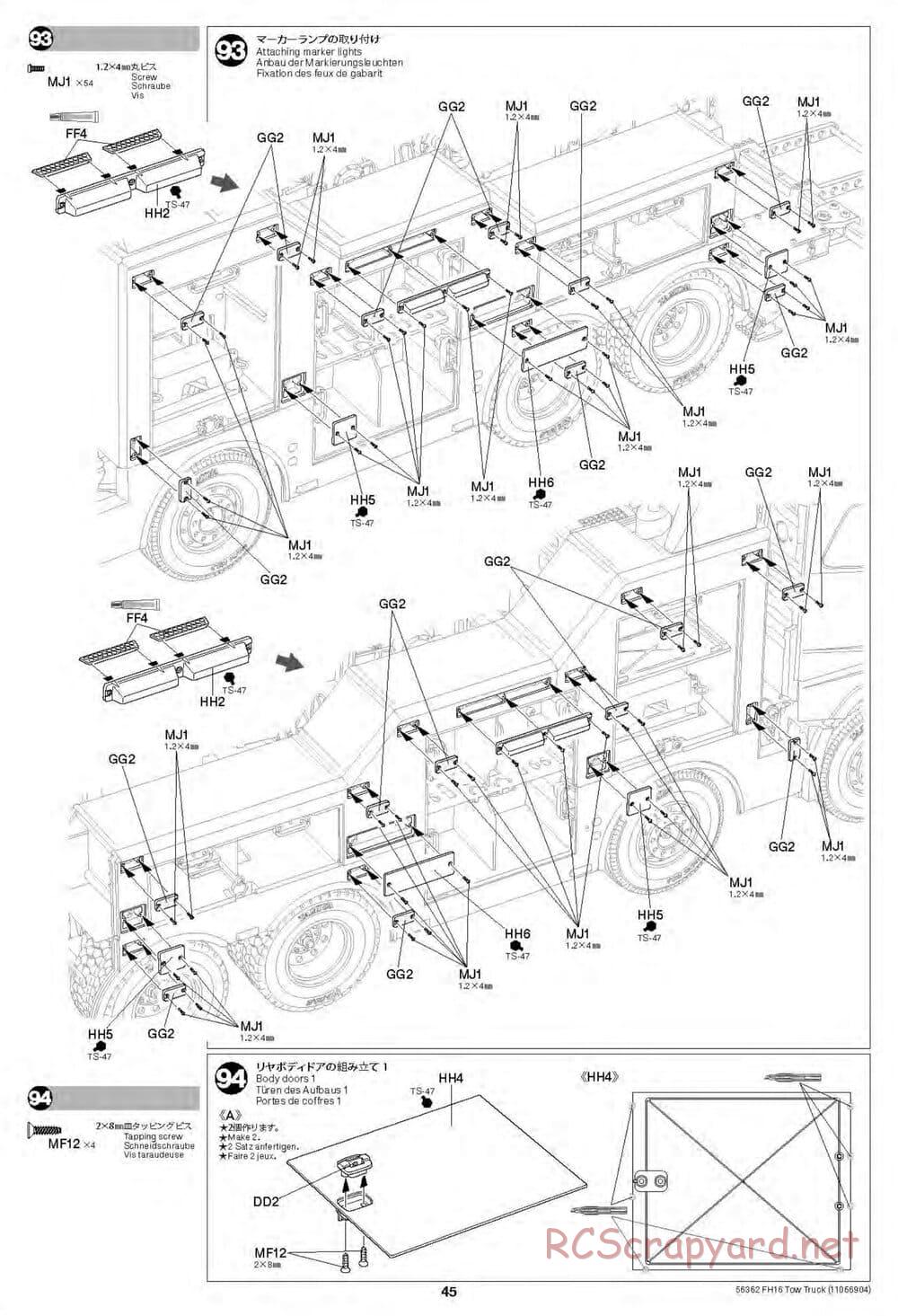 Tamiya - Volvo FH16 Globetrotter 750 8x4 Tow Truck - Manual - Page 45