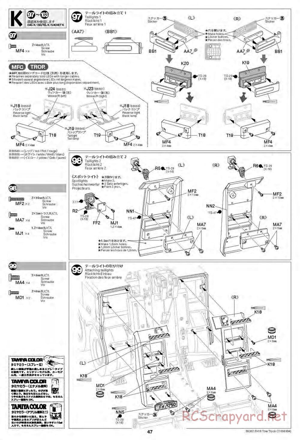 Tamiya - Volvo FH16 Globetrotter 750 8x4 Tow Truck - Manual - Page 47