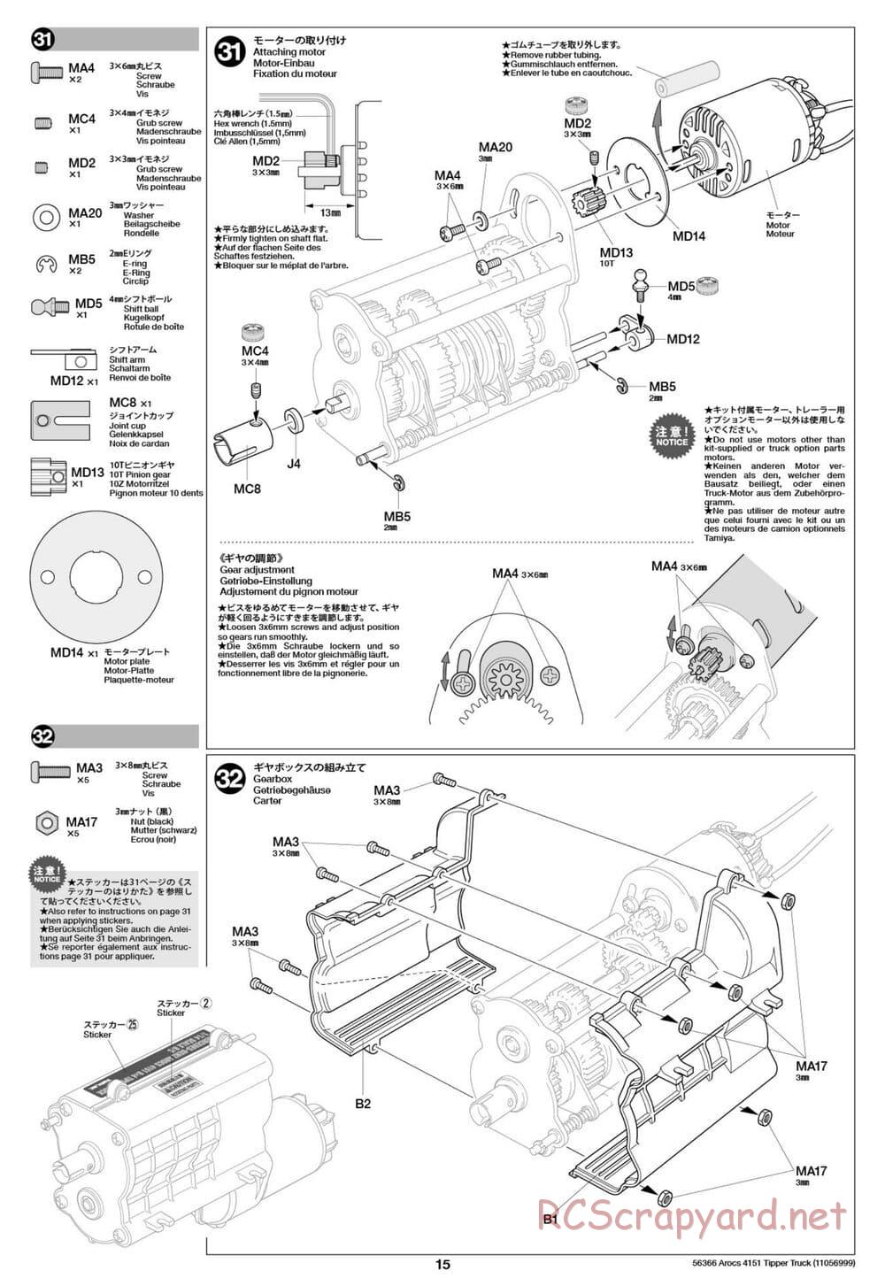 Tamiya - Mercedes-Benz Arocs 4151 8x4 Tipper Truck - Manual - Page 16