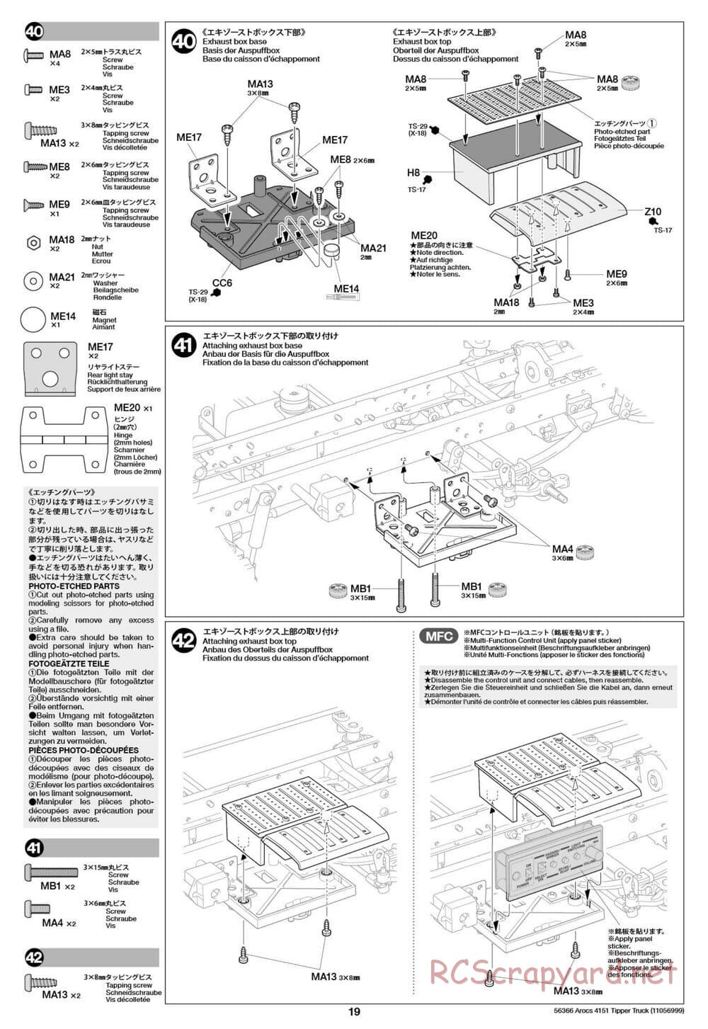 Tamiya - Mercedes-Benz Arocs 4151 8x4 Tipper Truck - Manual - Page 20