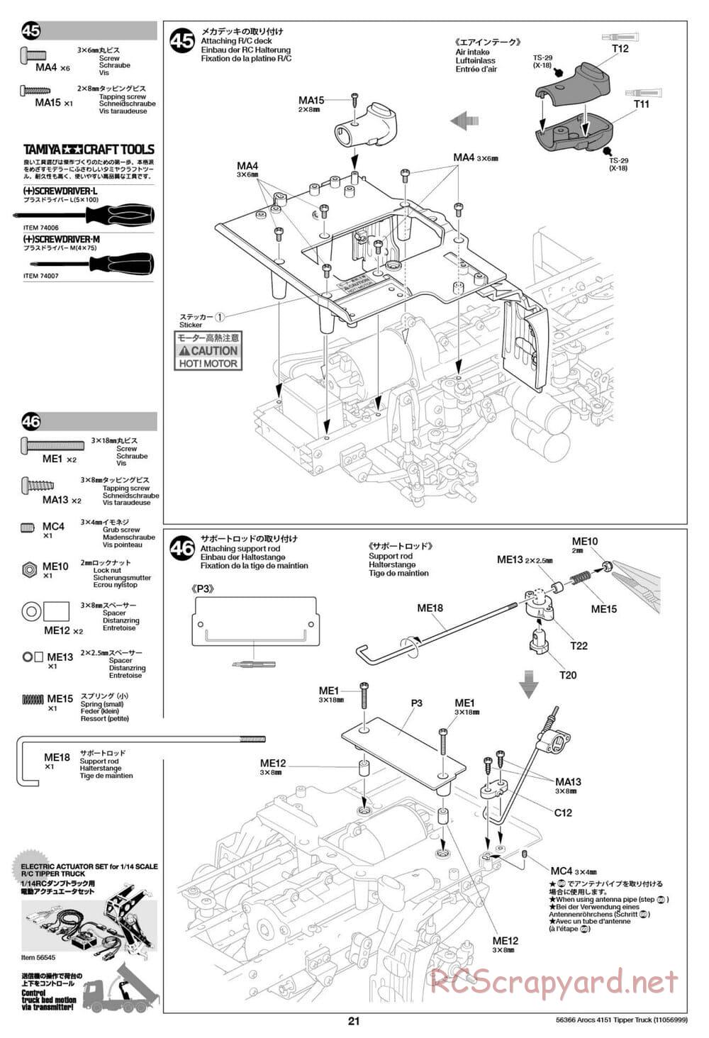 Tamiya - Mercedes-Benz Arocs 4151 8x4 Tipper Truck - Manual - Page 22