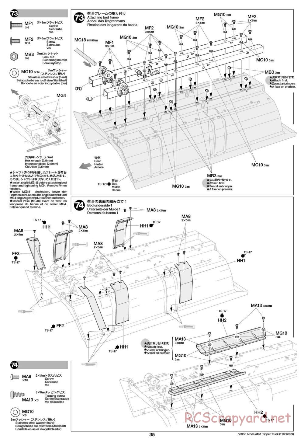 Tamiya - Mercedes-Benz Arocs 4151 8x4 Tipper Truck - Manual - Page 36