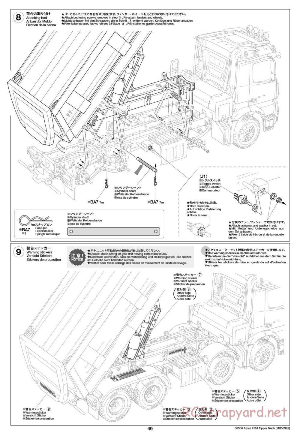 Tamiya - Mercedes-Benz Arocs 4151 8x4 Tipper Truck - Manual - Page 50