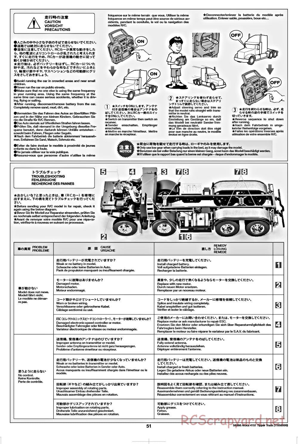 Tamiya - Mercedes-Benz Arocs 4151 8x4 Tipper Truck - Manual - Page 52