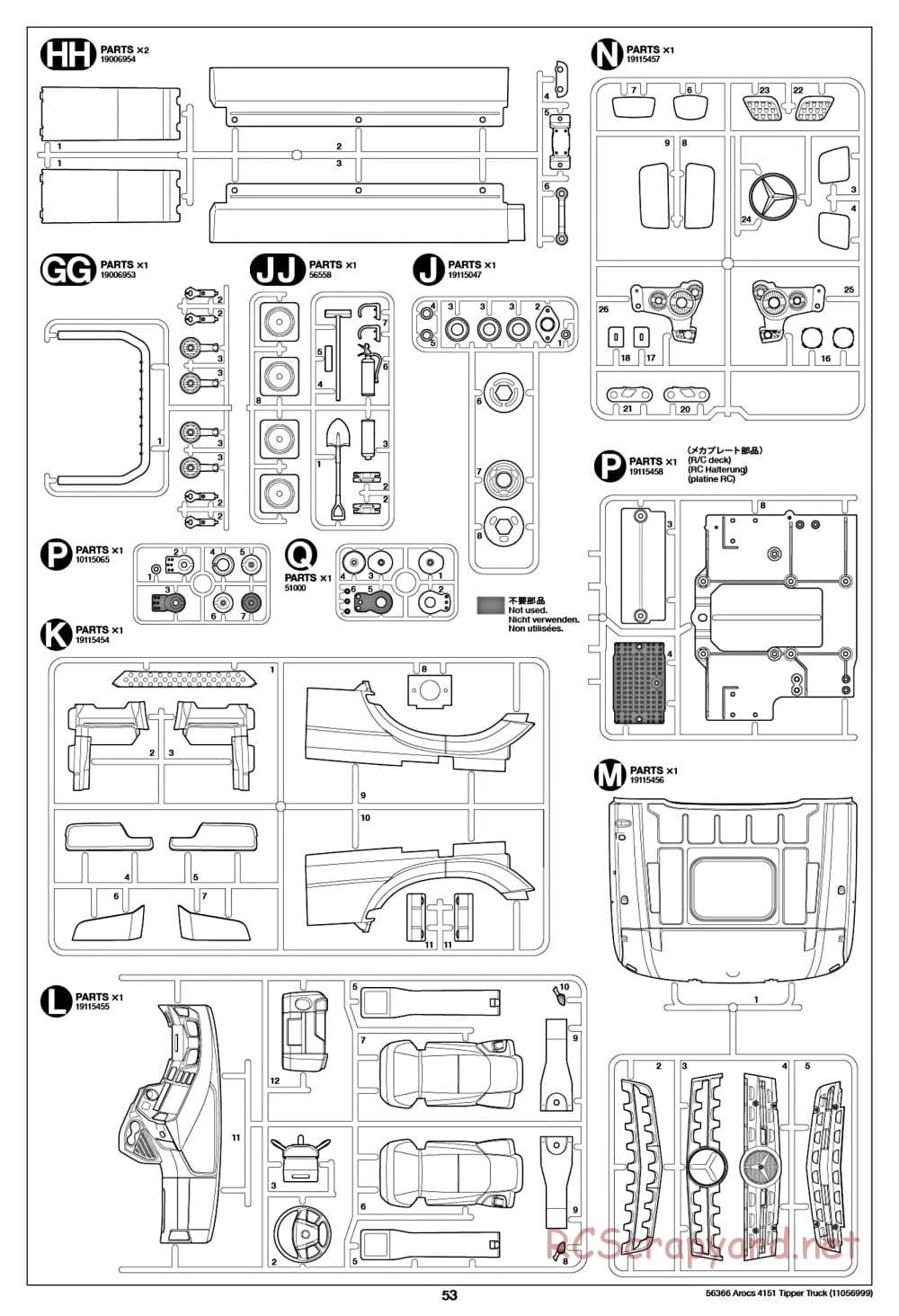 Tamiya - Mercedes-Benz Arocs 4151 8x4 Tipper Truck - Manual - Page 54