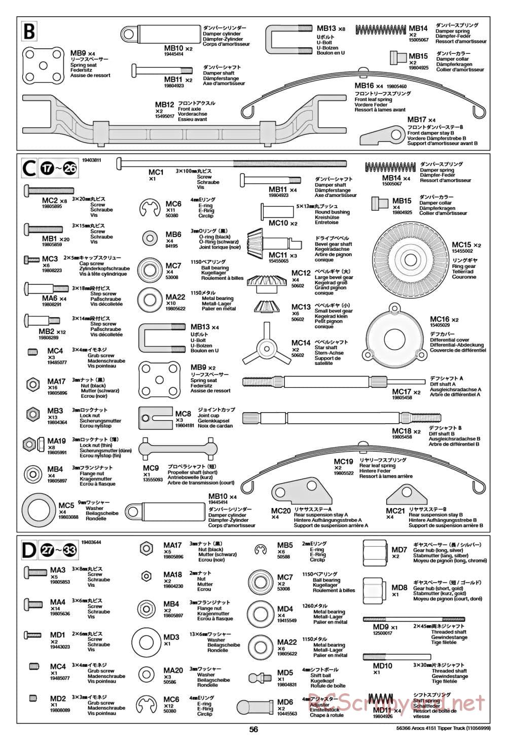 Tamiya - Mercedes-Benz Arocs 4151 8x4 Tipper Truck - Manual - Page 57