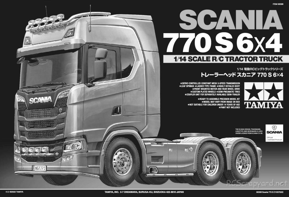 Tamiya - Scania 770S 6x4 Tractor Truck Chassis - Manual - Page 1