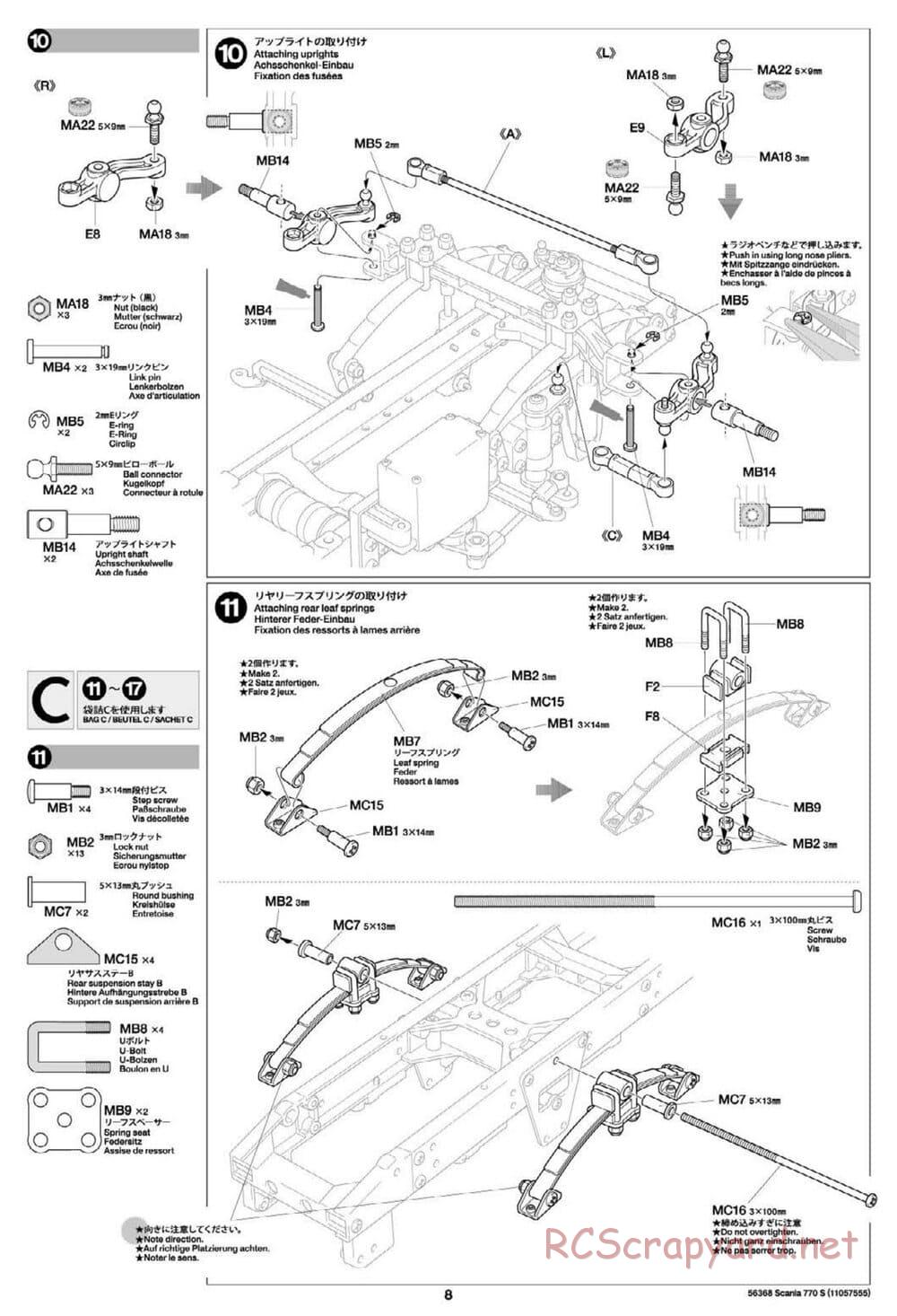 Tamiya - Scania 770S 6x4 Tractor Truck Chassis - Manual - Page 8