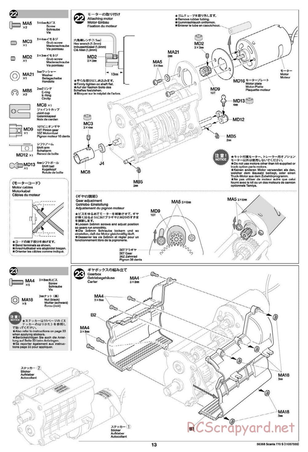 Tamiya - Scania 770S 6x4 Tractor Truck Chassis - Manual - Page 13