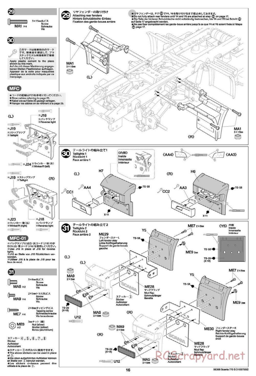 Tamiya - Scania 770S 6x4 Tractor Truck Chassis - Manual - Page 16