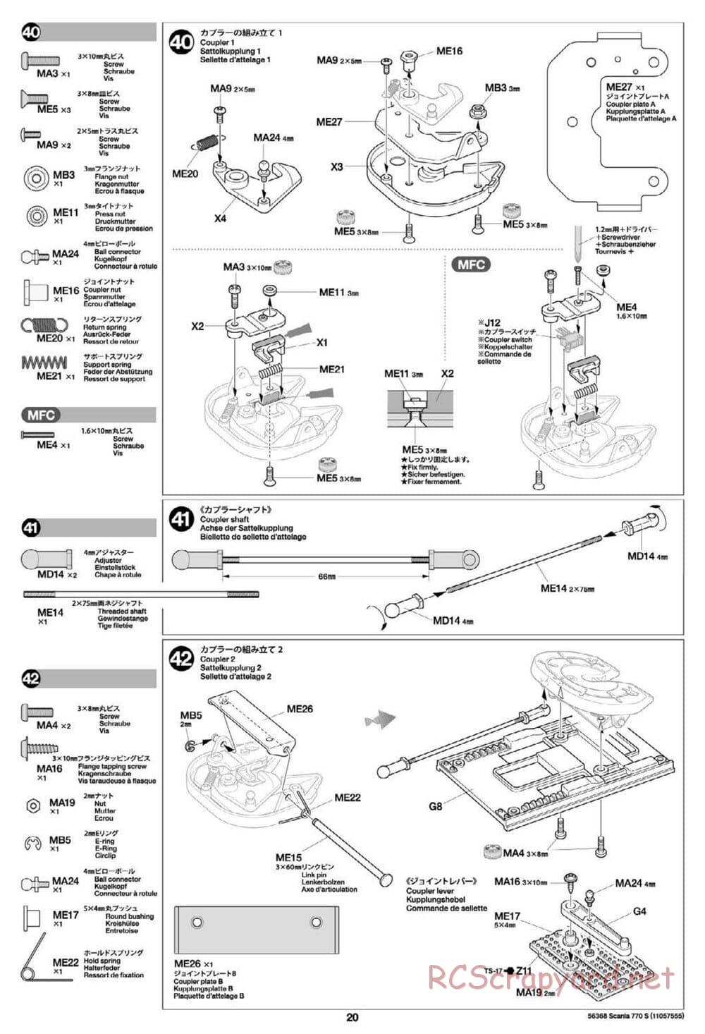 Tamiya - Scania 770S 6x4 Tractor Truck Chassis - Manual - Page 20
