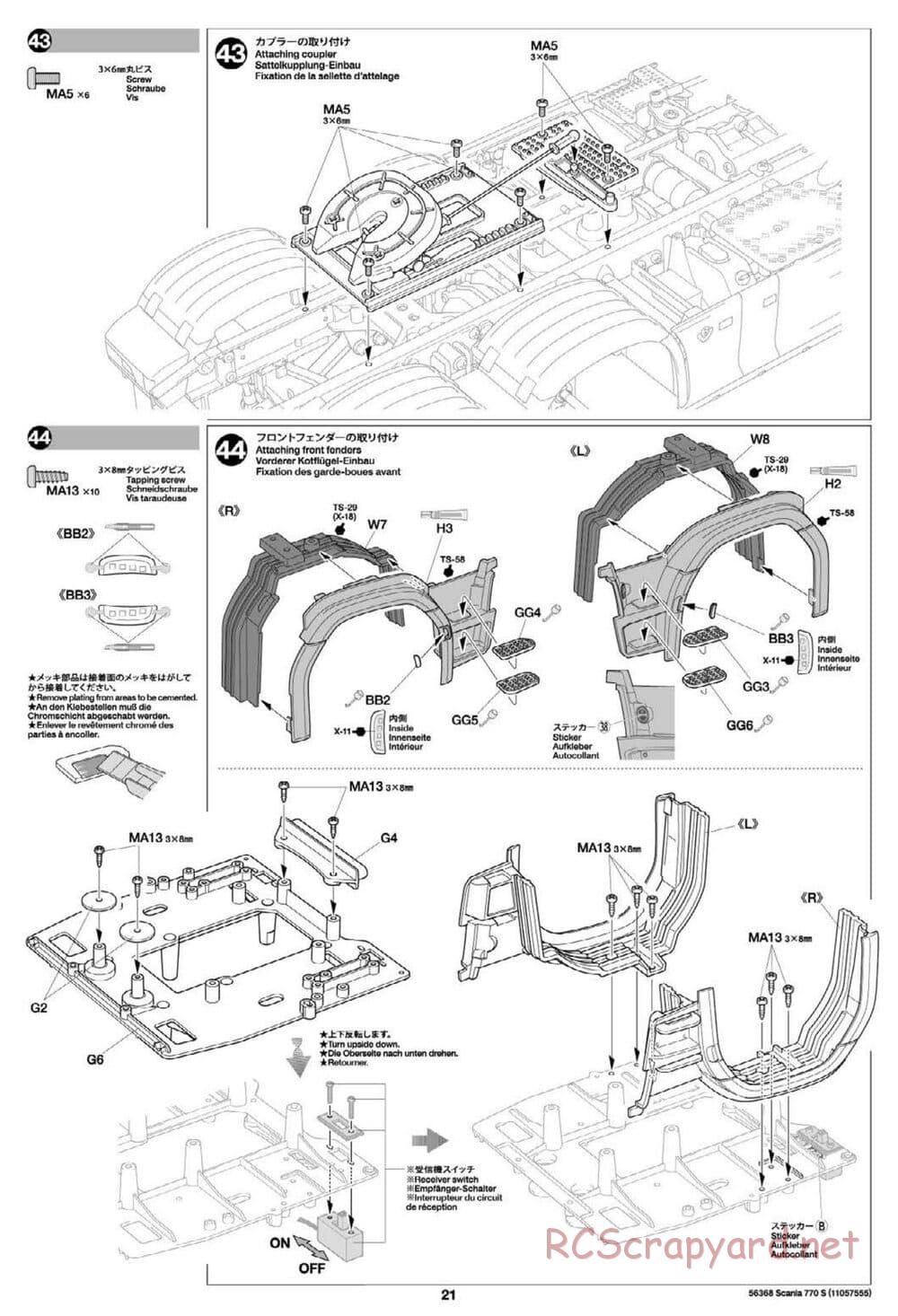 Tamiya - Scania 770S 6x4 Tractor Truck Chassis - Manual - Page 21