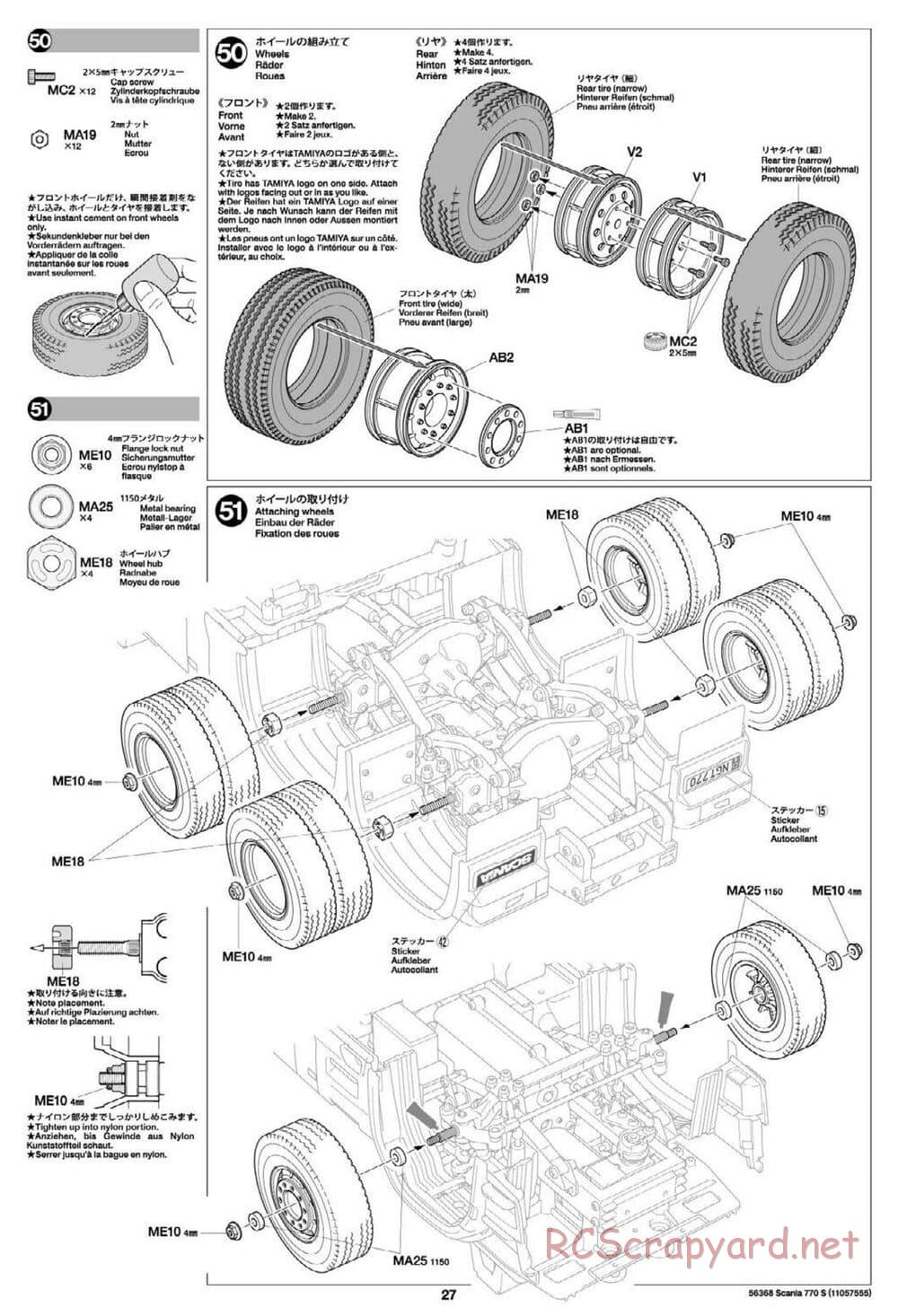 Tamiya - Scania 770S 6x4 Tractor Truck Chassis - Manual - Page 27