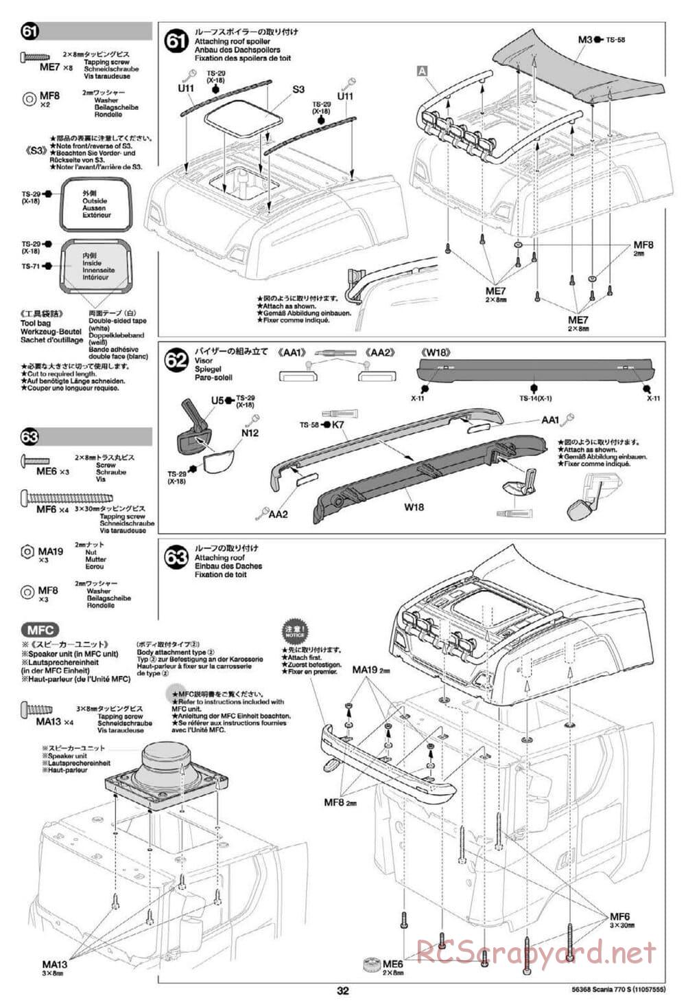 Tamiya - Scania 770S 6x4 Tractor Truck Chassis - Manual - Page 32