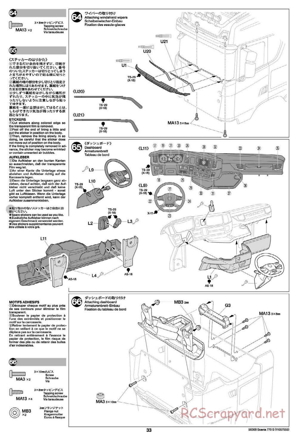 Tamiya - Scania 770S 6x4 Tractor Truck Chassis - Manual - Page 33