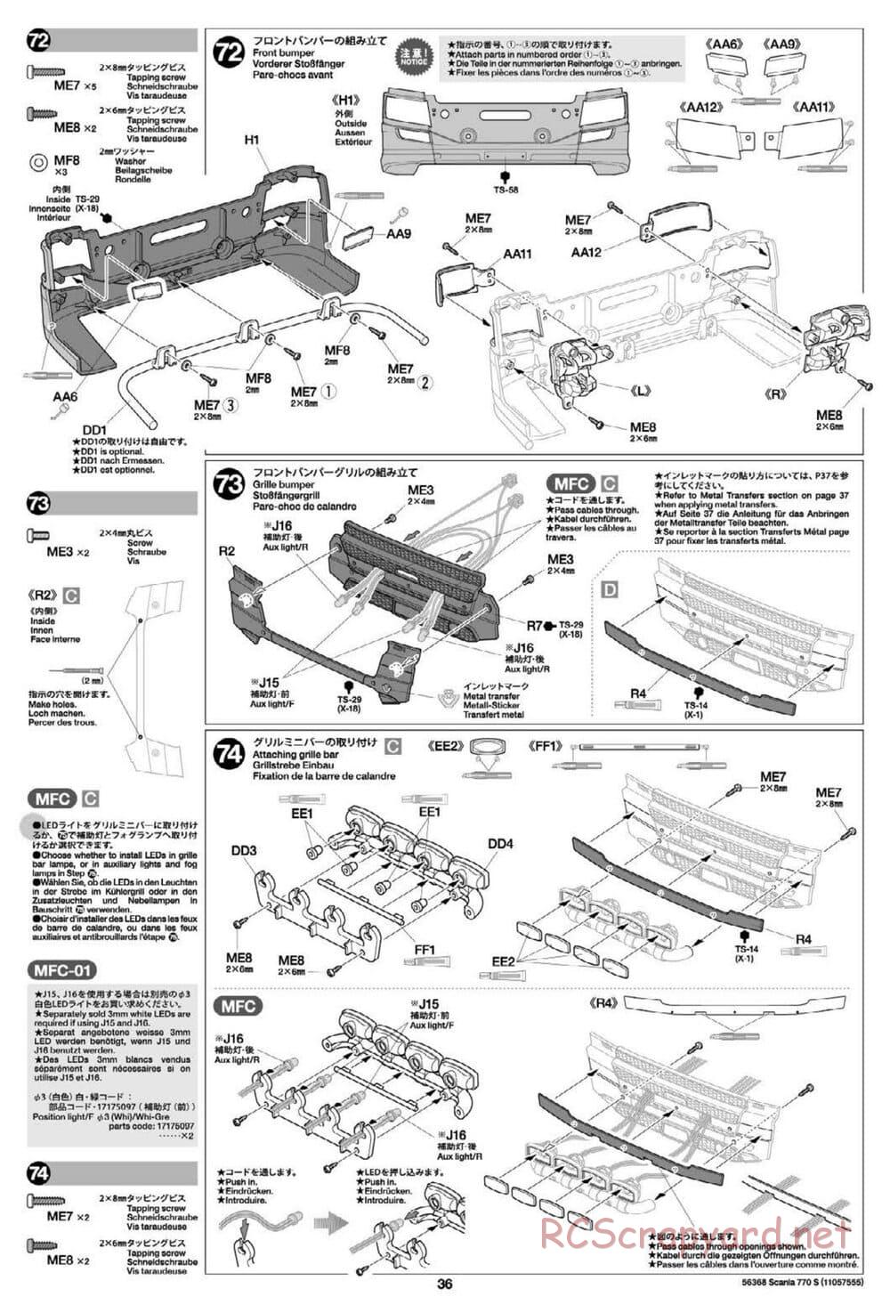 Tamiya - Scania 770S 6x4 Tractor Truck Chassis - Manual - Page 36