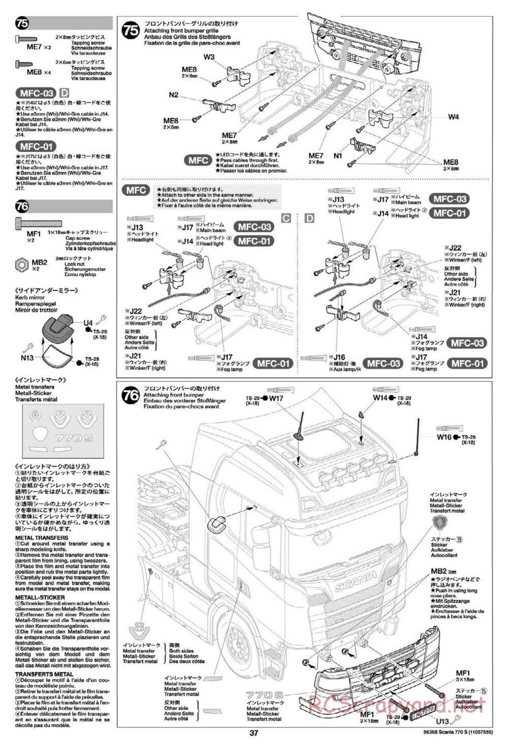 Tamiya - Scania 770S 6x4 Tractor Truck Chassis - Manual - Page 37