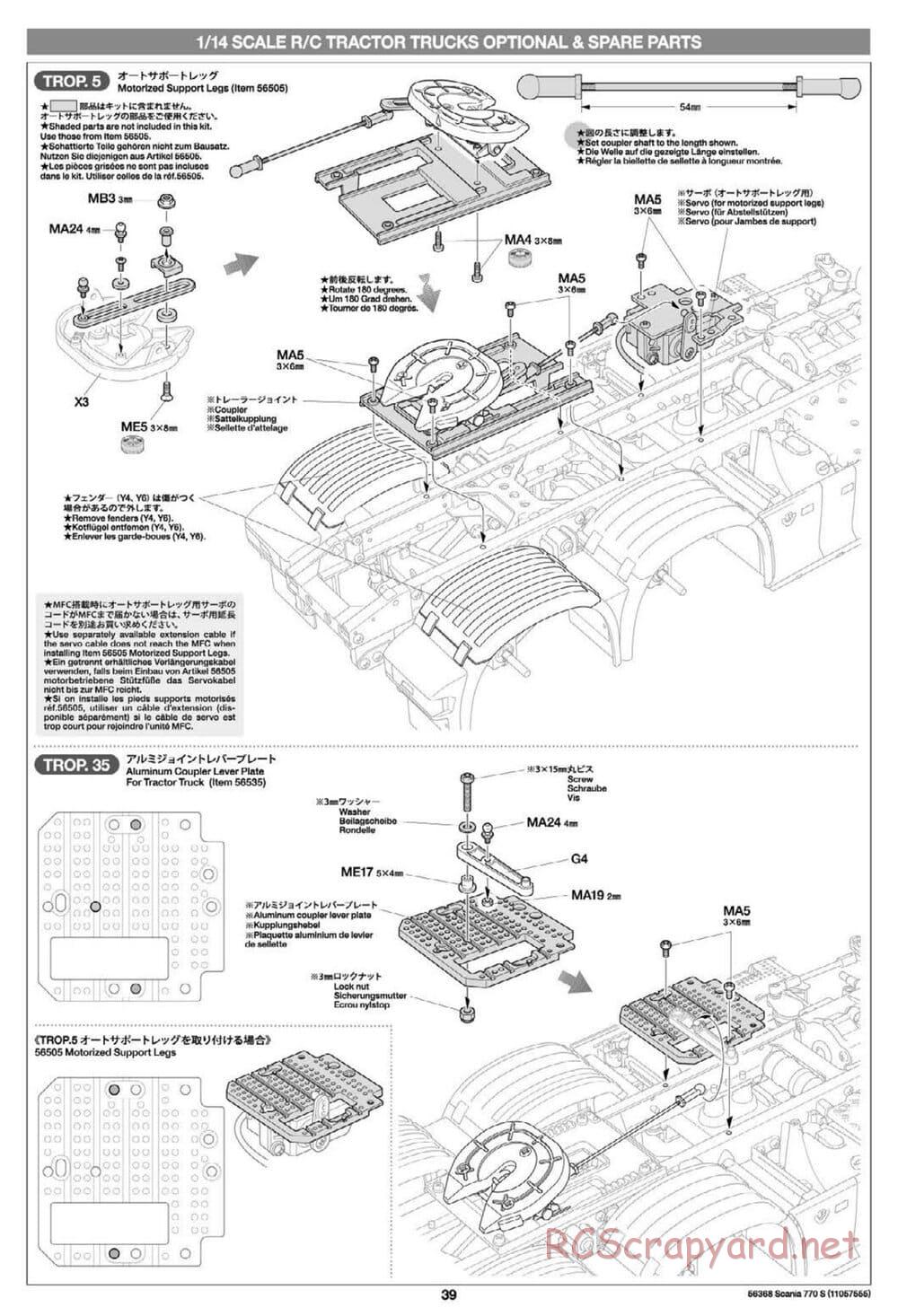 Tamiya - Scania 770S 6x4 Tractor Truck Chassis - Manual - Page 39