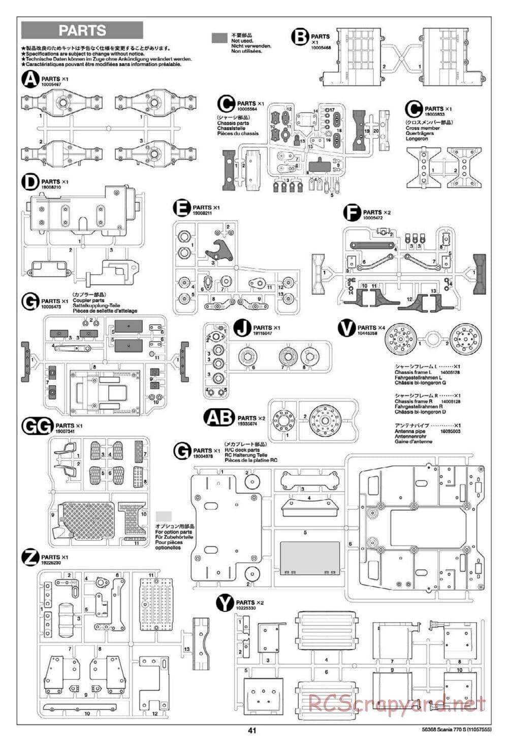 Tamiya - Scania 770S 6x4 Tractor Truck Chassis - Manual - Page 341