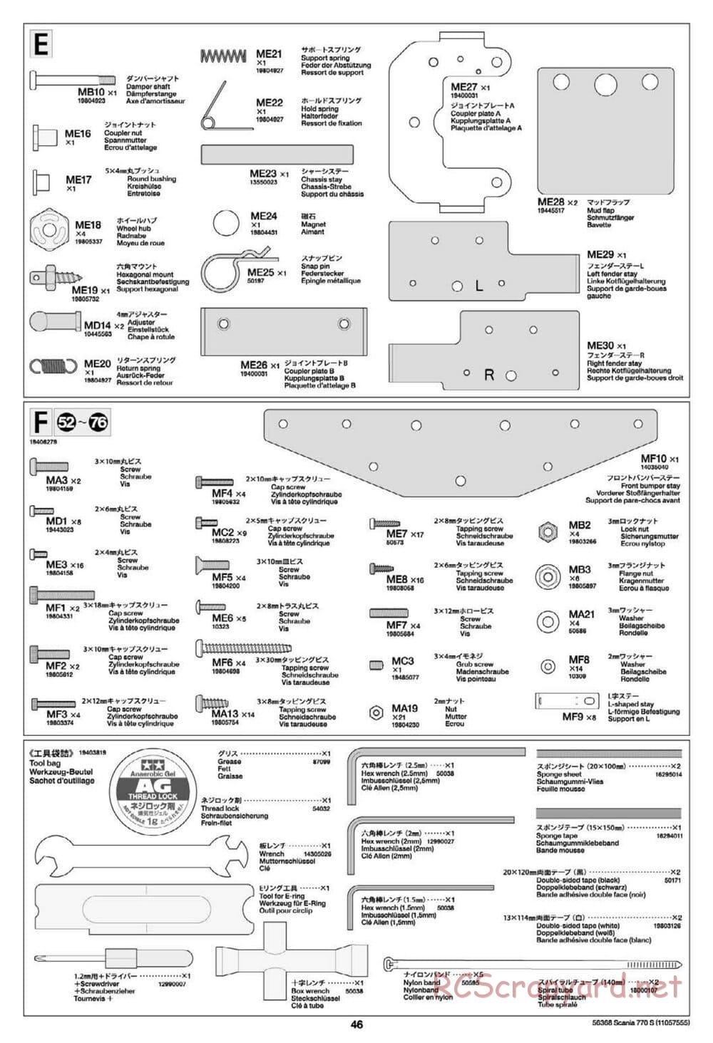 Tamiya - Scania 770S 6x4 Tractor Truck Chassis - Manual - Page 46