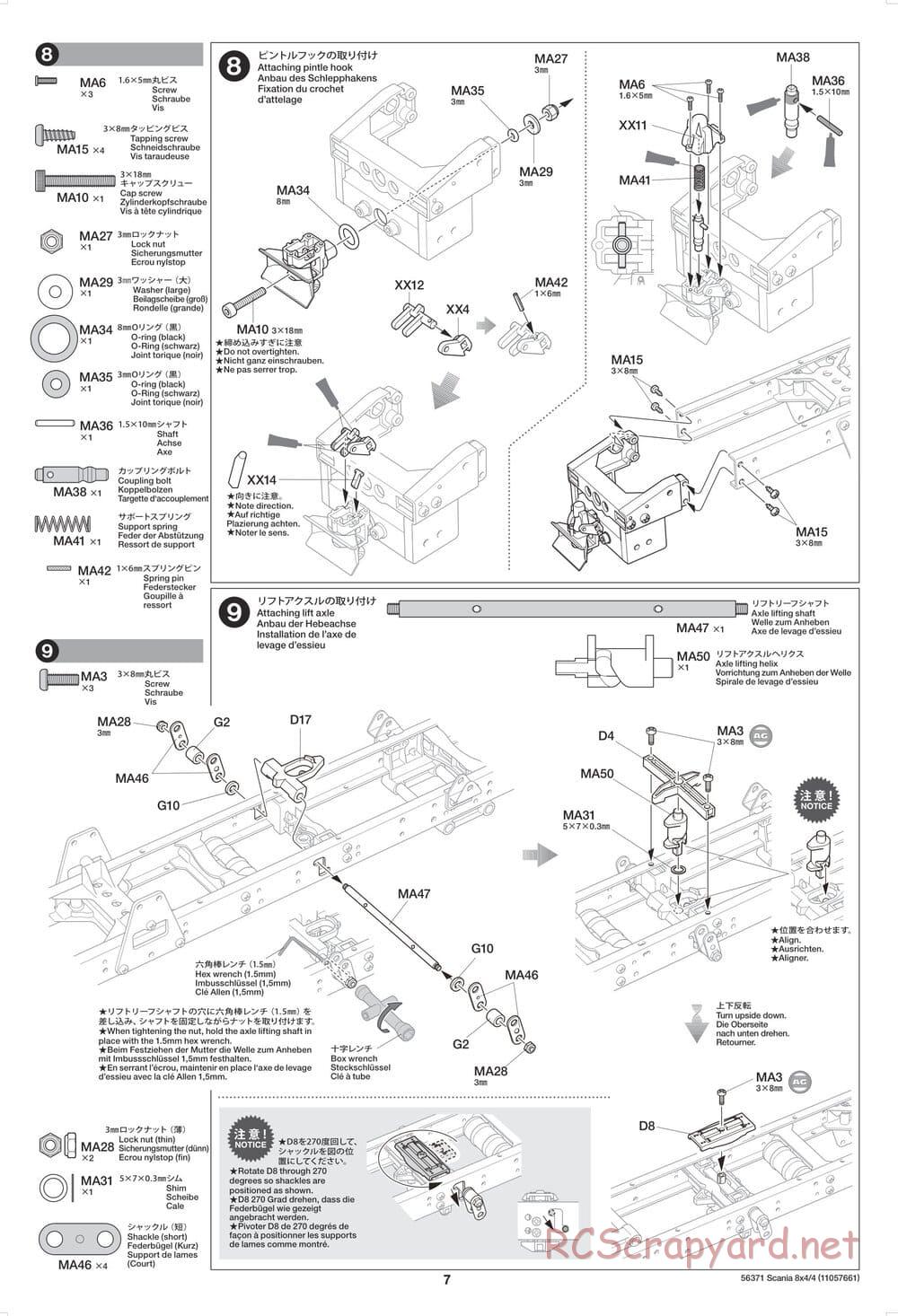 Tamiya - Scania 770 S 8x4/4 Chassis - Manual - Page 7